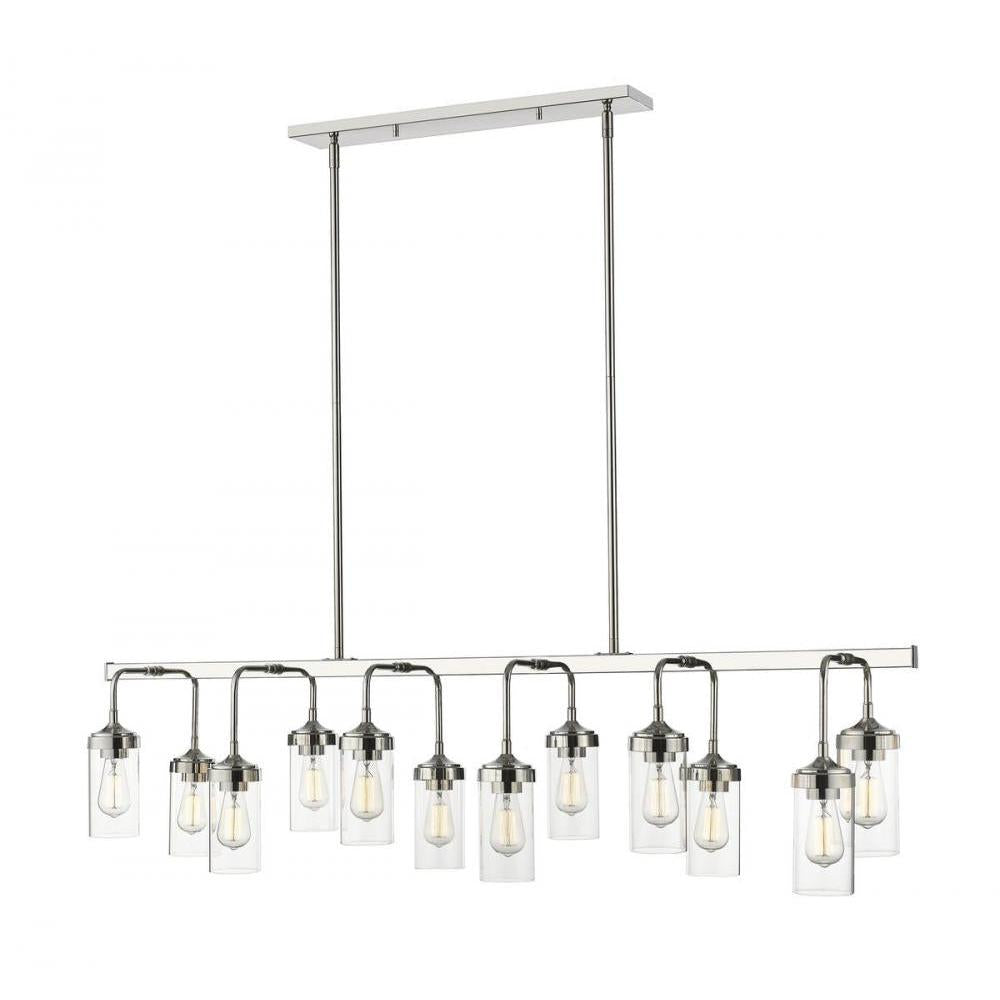 12 Light Linear Chandelier-Clear