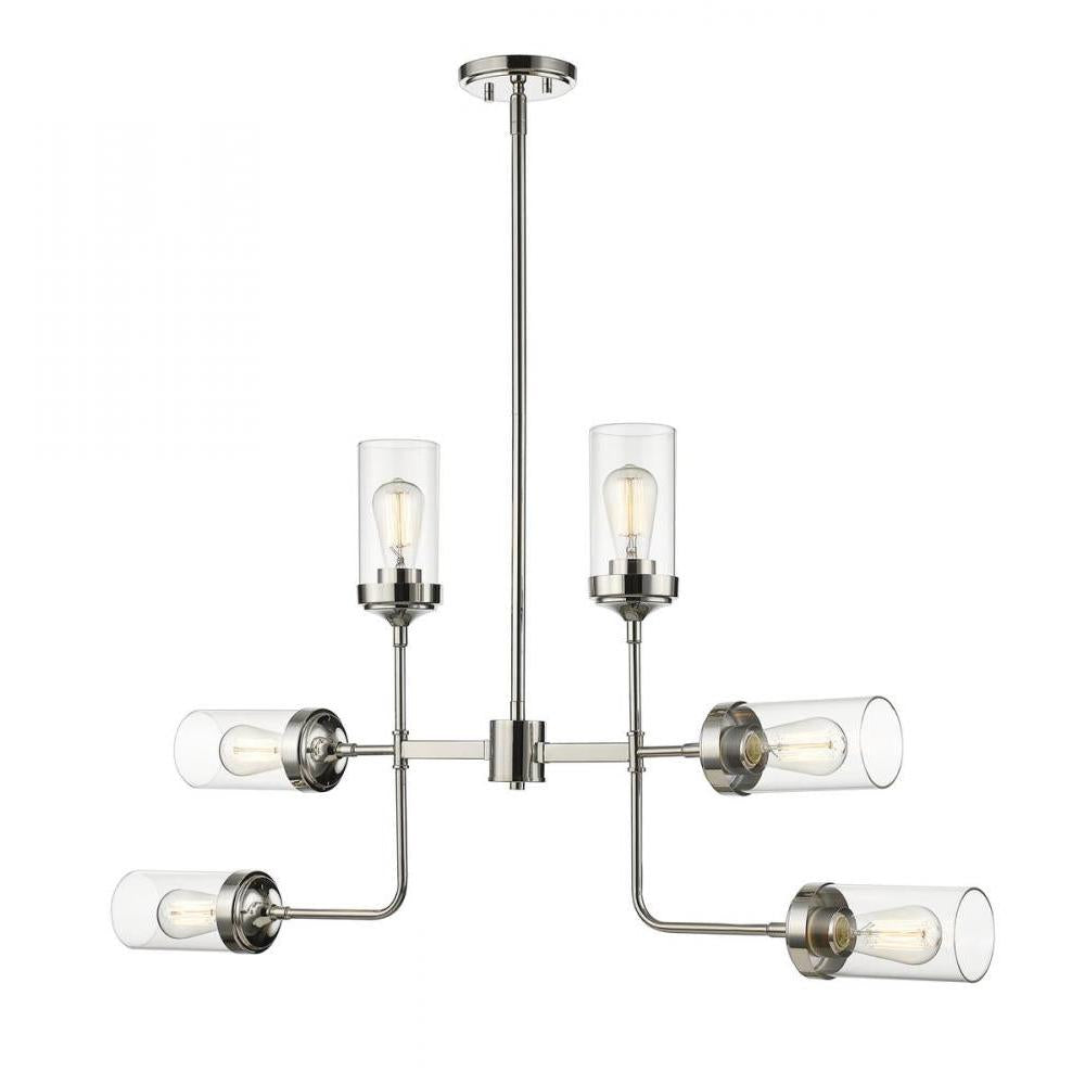 6 Light Chandelier-Clear