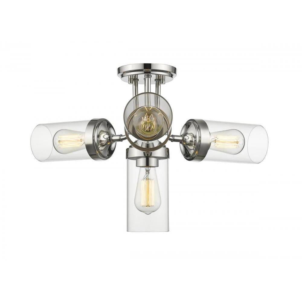 4 Light Semi Flush Mount Light-Clear