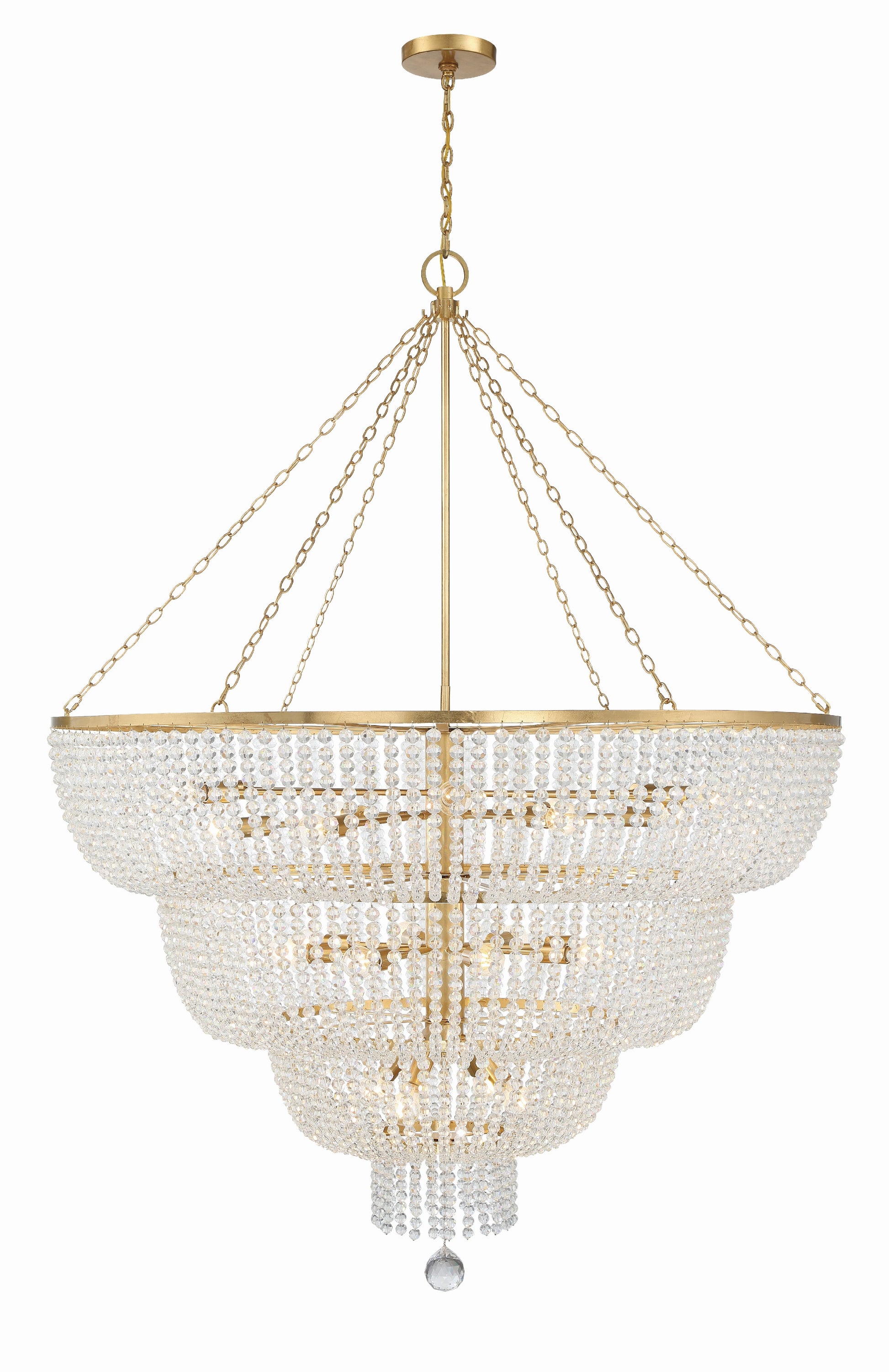 Crystorama Rylee 618-GA – 60 Inch – 24 Light – Chandelier – Antique Gold – Damp Rated