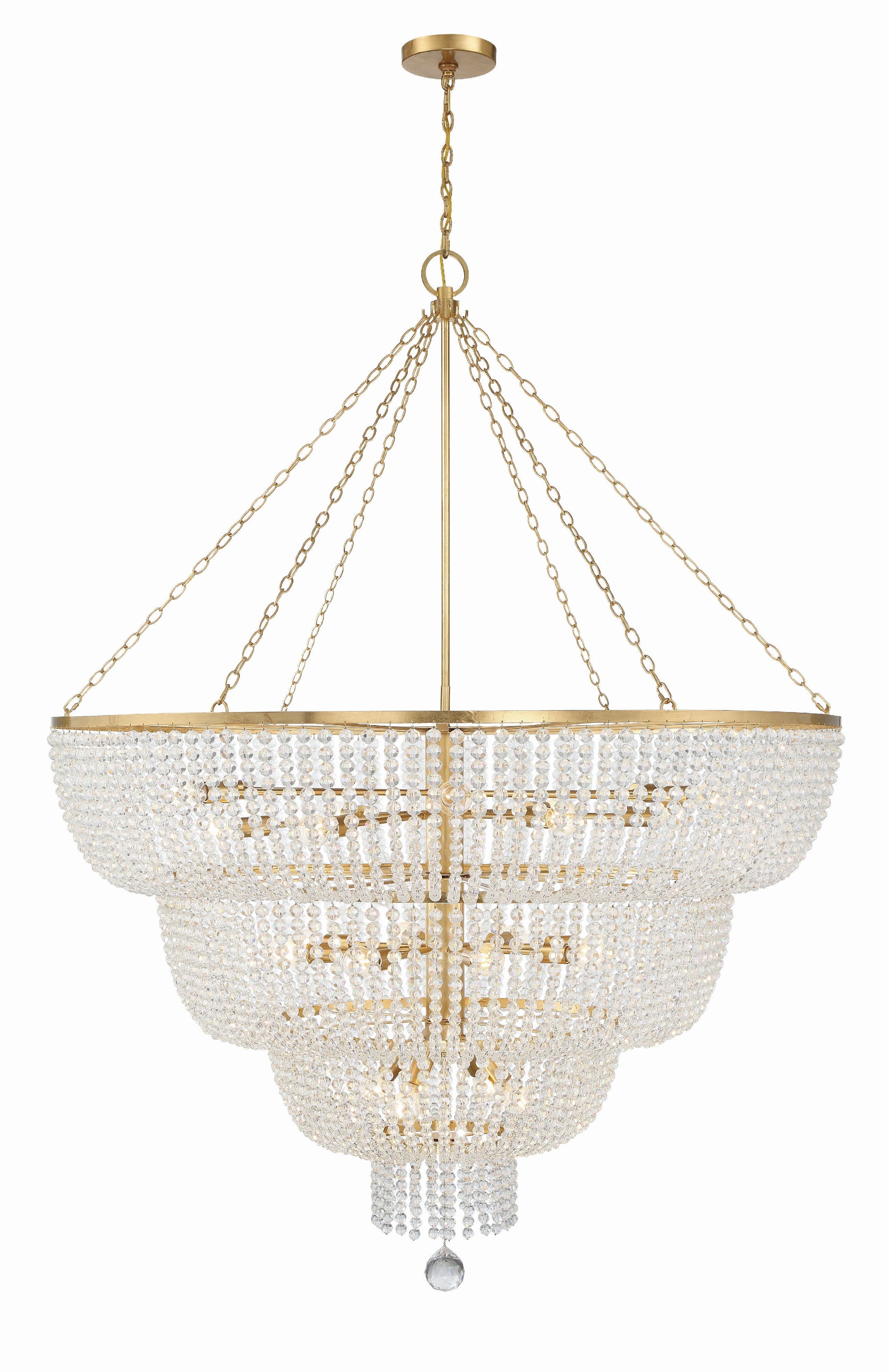 Crystorama Rylee 618-GA – 60 Inch – 24 Light – Chandelier – Antique Gold – Damp Rated