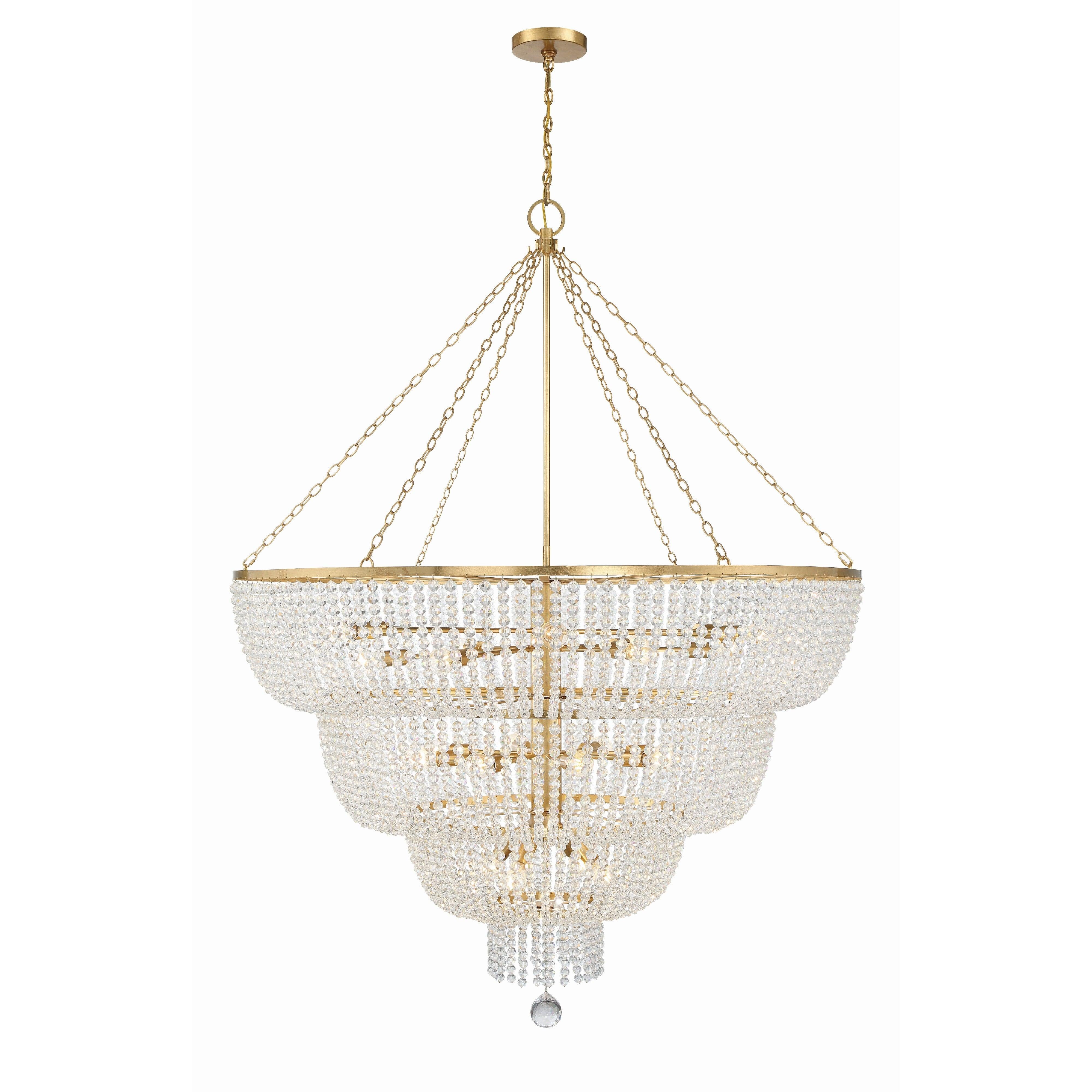 Crystorama Rylee 618-GA – 60 Inch – 24 Light – Chandelier – Antique Gold – Damp Rated