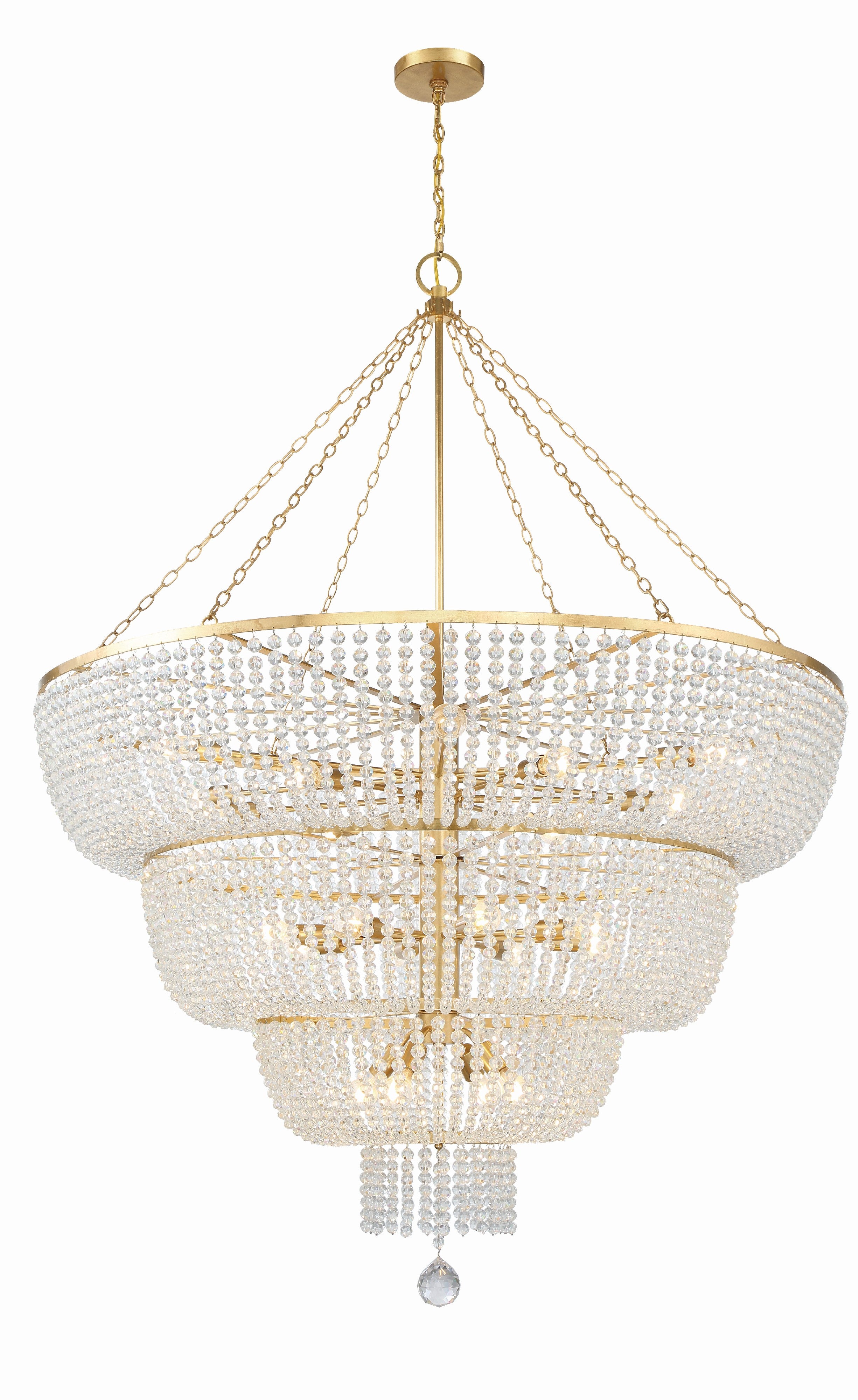 Crystorama Rylee 618-GA – 60 Inch – 24 Light – Chandelier – Antique Gold – Damp Rated