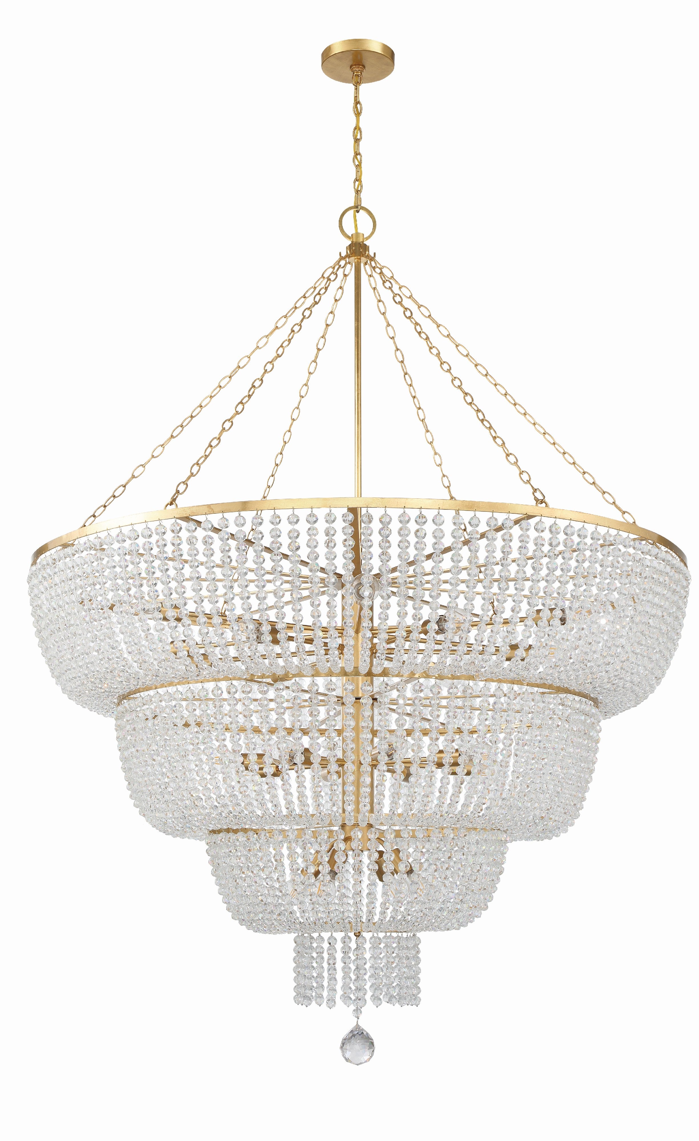 Crystorama Rylee 618-GA – 60 Inch – 24 Light – Chandelier – Antique Gold – Damp Rated