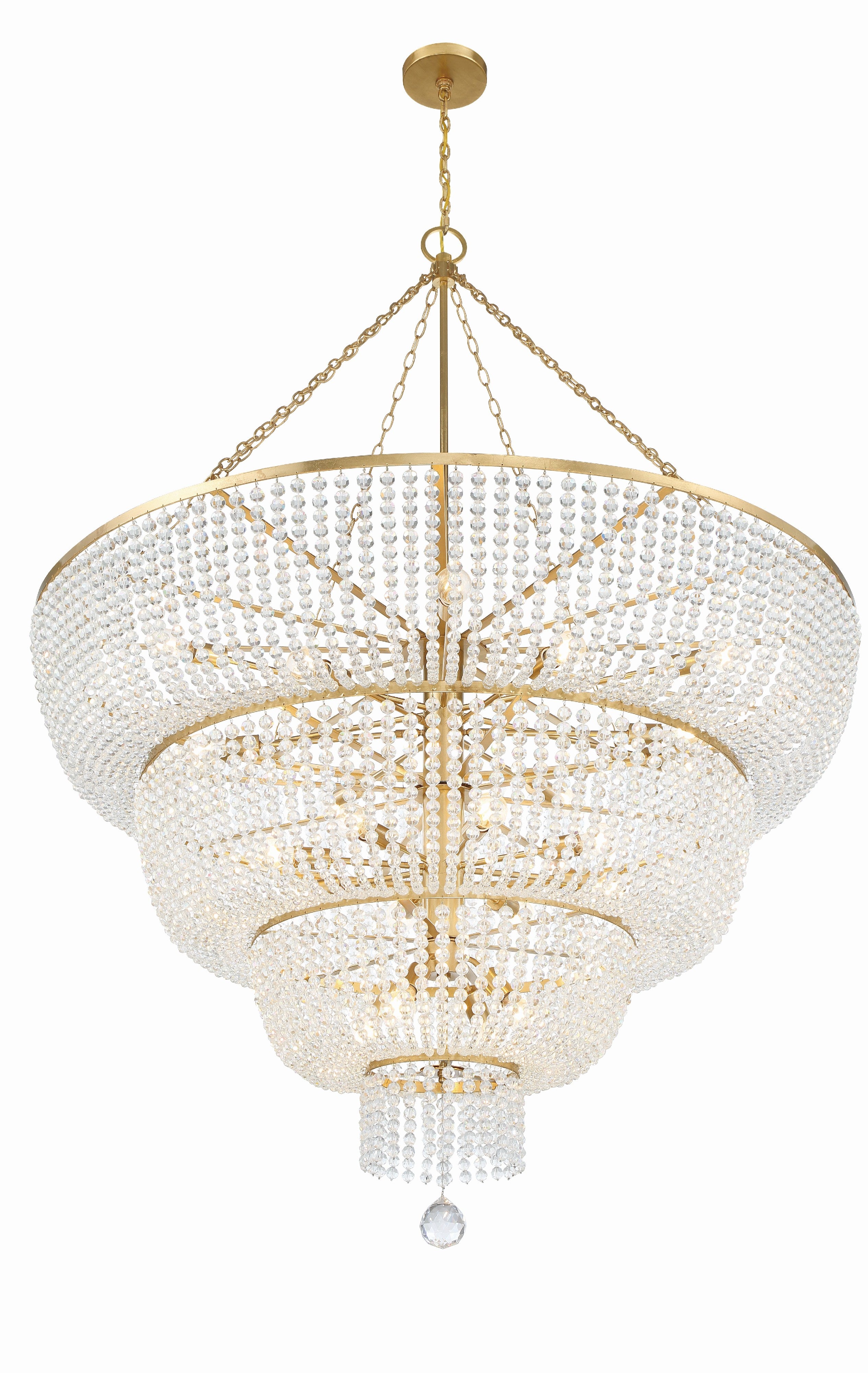 Crystorama Rylee 618-GA – 60 Inch – 24 Light – Chandelier – Antique Gold – Damp Rated