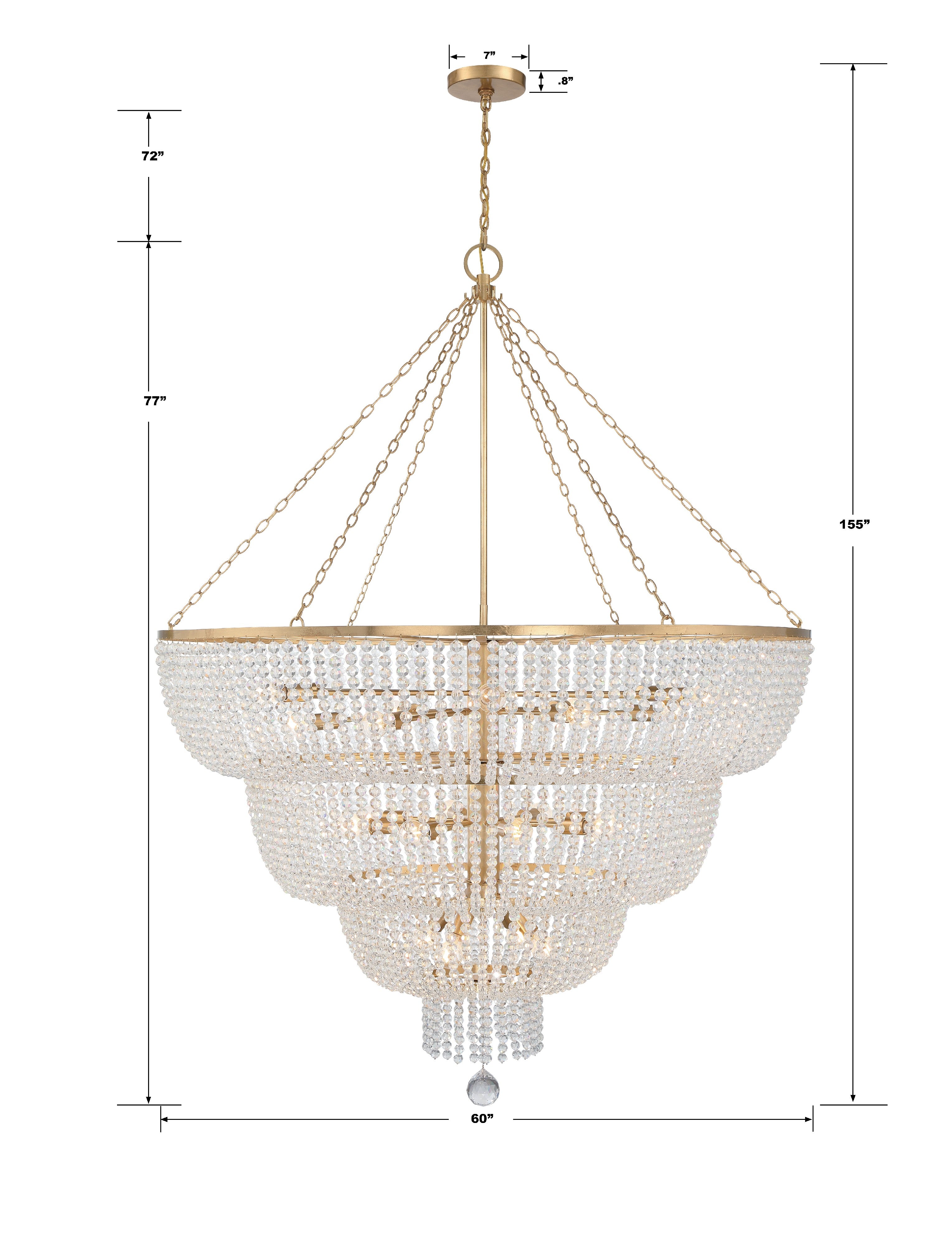 Crystorama Rylee 618-GA – 60 Inch – 24 Light – Chandelier – Antique Gold – Damp Rated