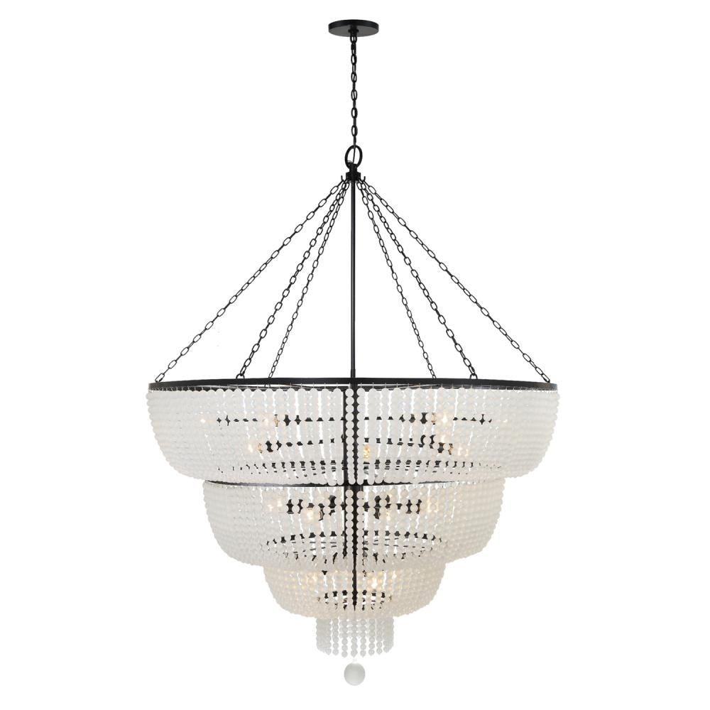 Crystorama Lighting 618-MK Rylee 24 Light Chandelier, UL Damp Rated, Matte Black