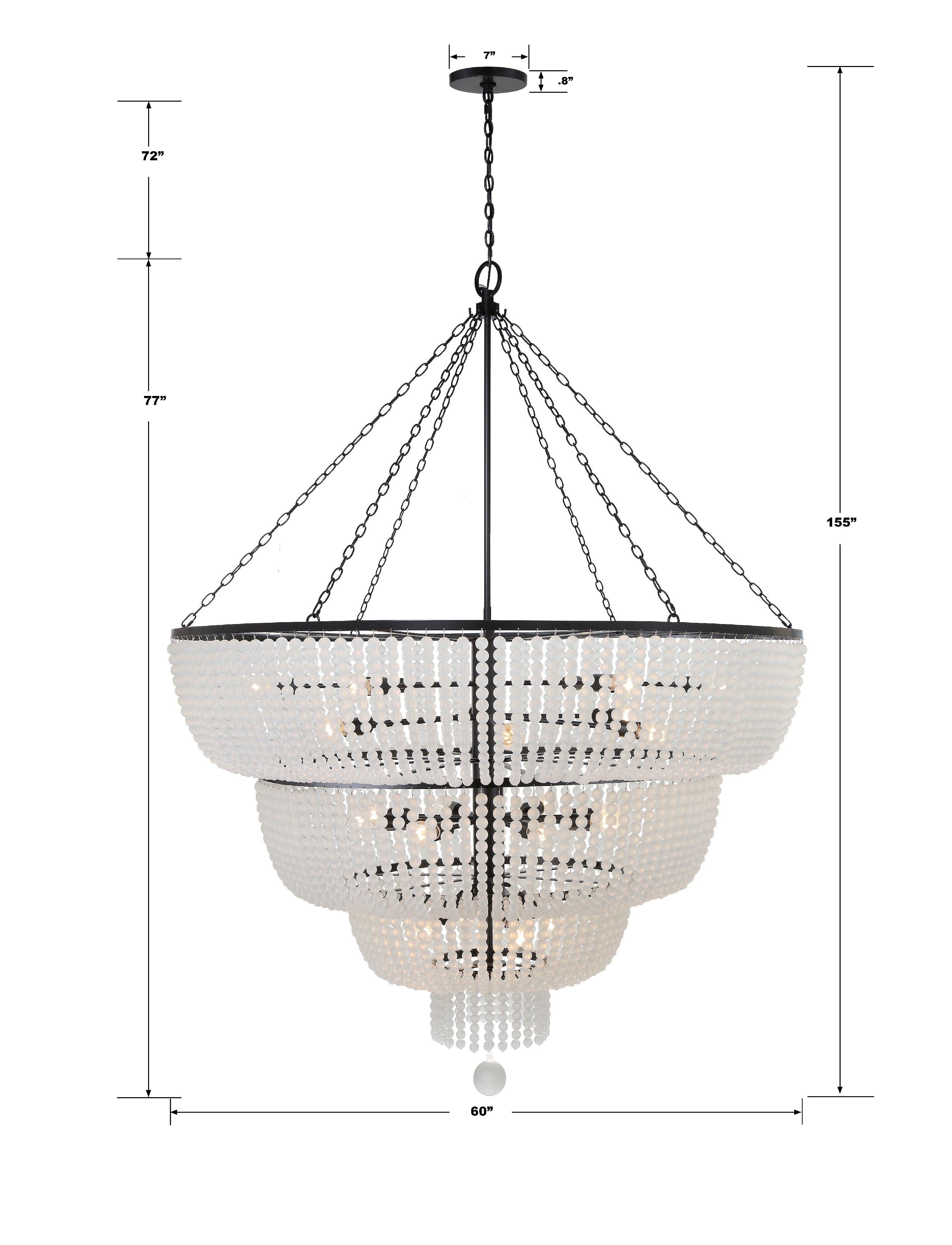 Crystorama Rylee 618-MK – 60 Inch – 24 Light – Chandelier – Matte Black – Damp Rated