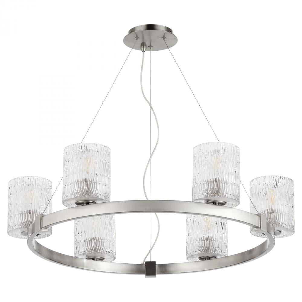 Quorum Lighting STADIUM 6184-6-65 Chandelier Contemporary - Satin Nickel