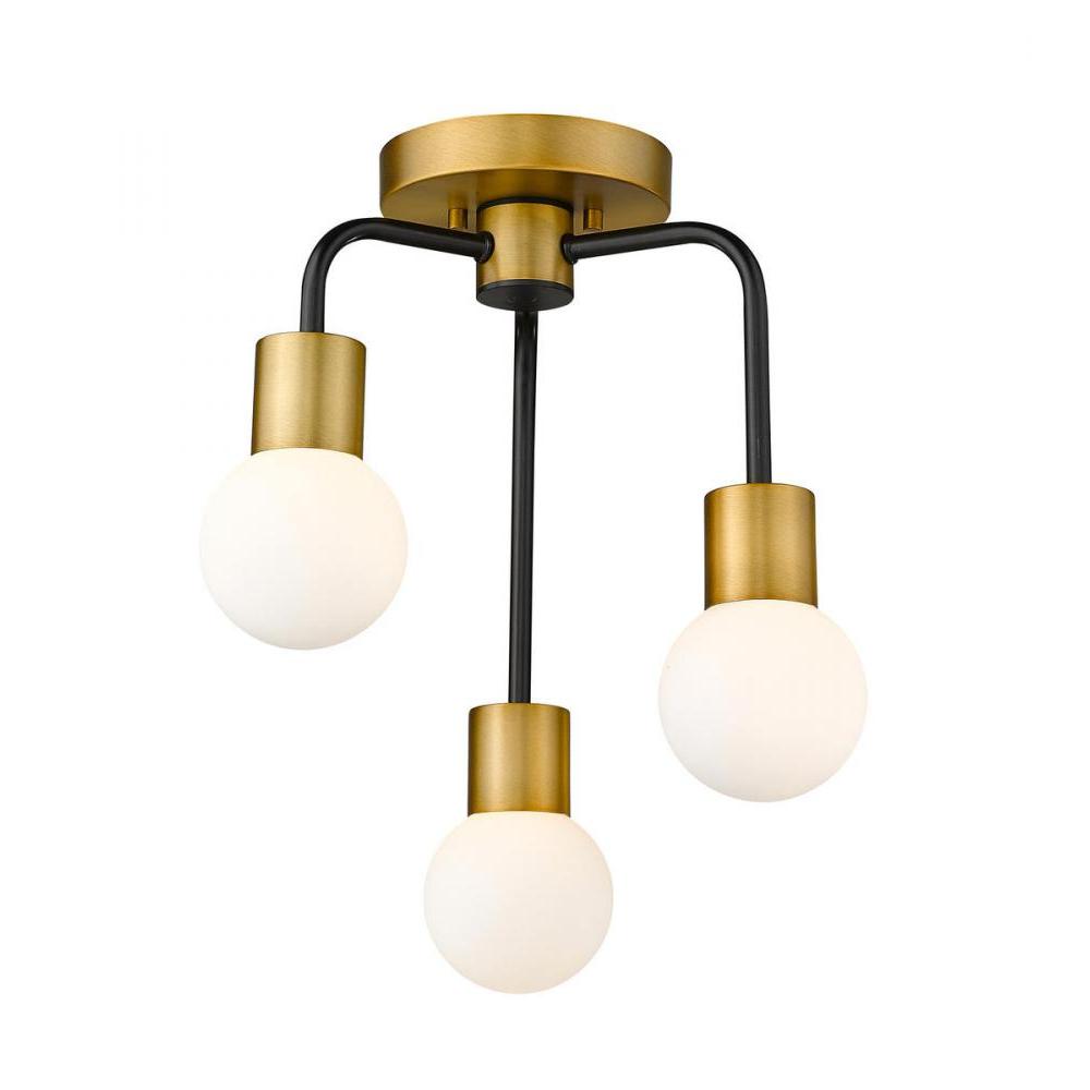 3 Light Semi Flush Mount Light-White Opal