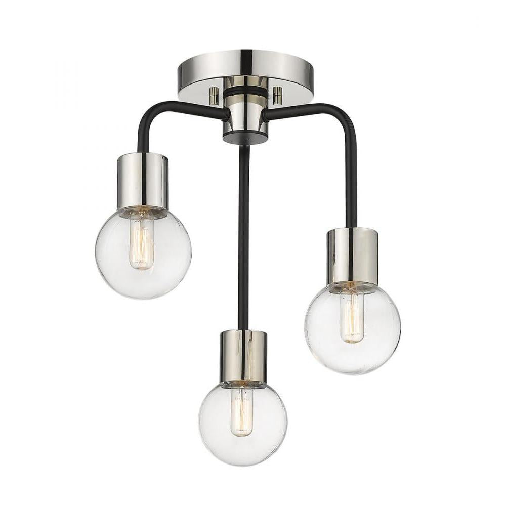 3 Light Semi Flush Mount Light-Clear