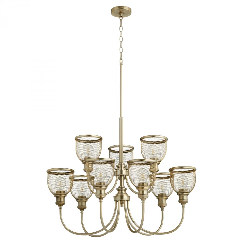 Quorum Lighting OMNI 6212-9-80 Chandelier Industrial - Aged Brass