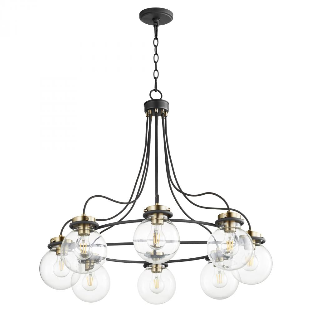 Quorum Lighting CENTAURI 638-8-69 Chandelier Contemporary - Textured Black W Aged Brass