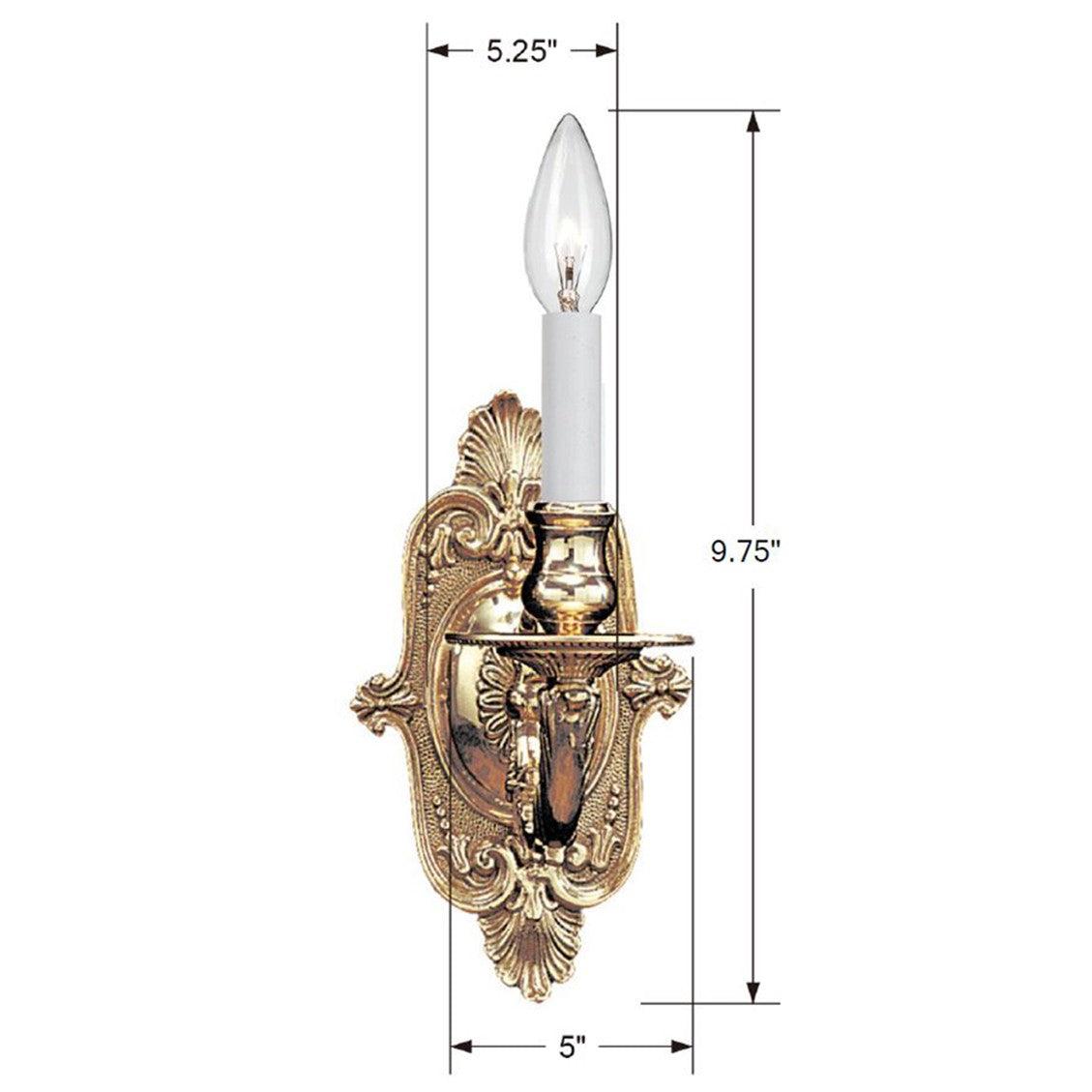 Crystorama Marlowe 641-PB – 5 Inch – 1 Light – Sconce – Polished Brass – Damp Rated