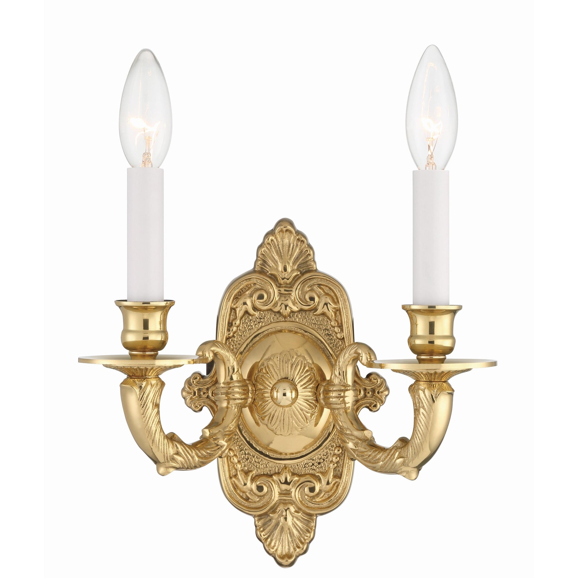 Crystorama Marlowe 642-PB – 10 Inch – 2 Light – Sconce – Polished Brass – Damp Rated
