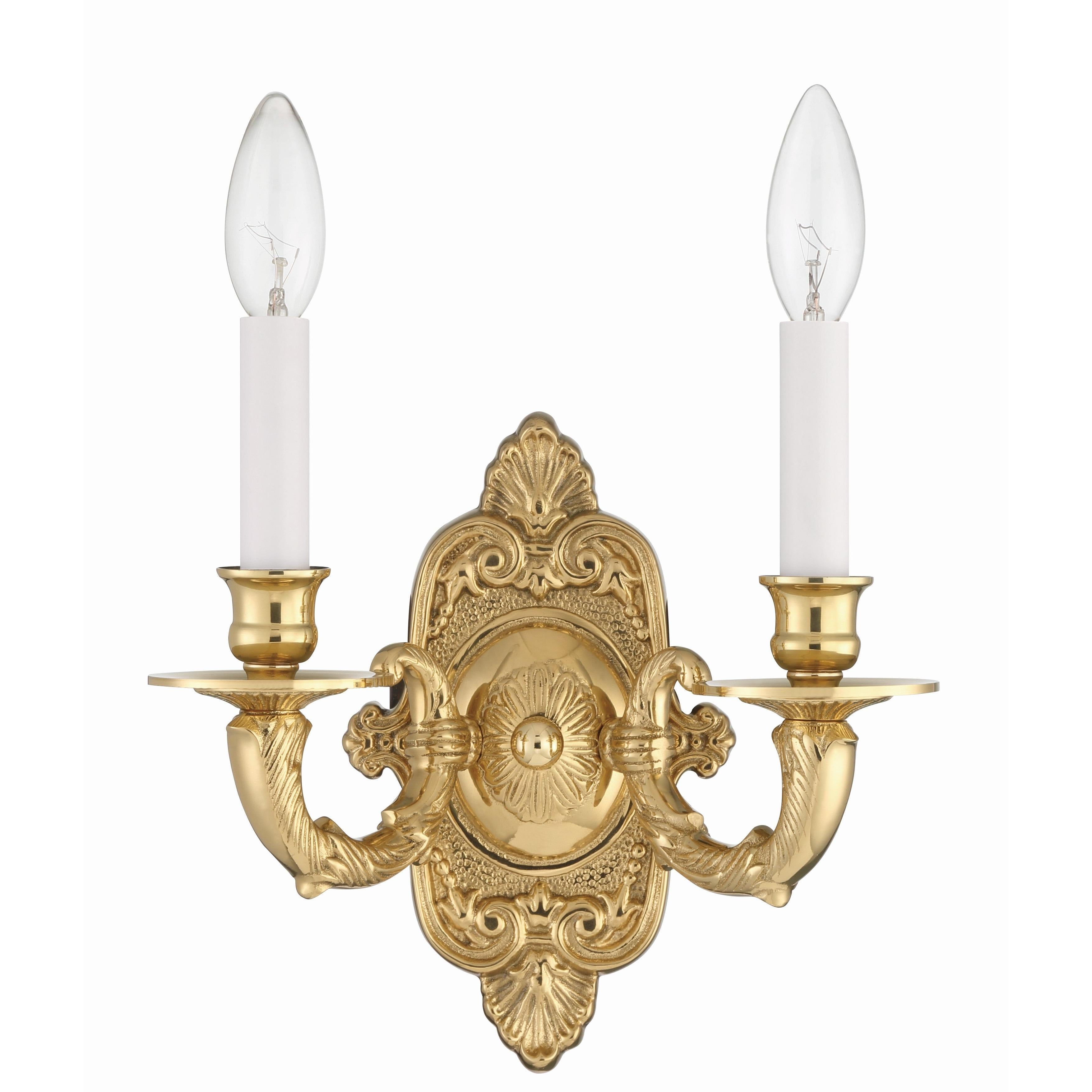Crystorama Marlowe 642-PB – 10 Inch – 2 Light – Sconce – Polished Brass – Damp Rated