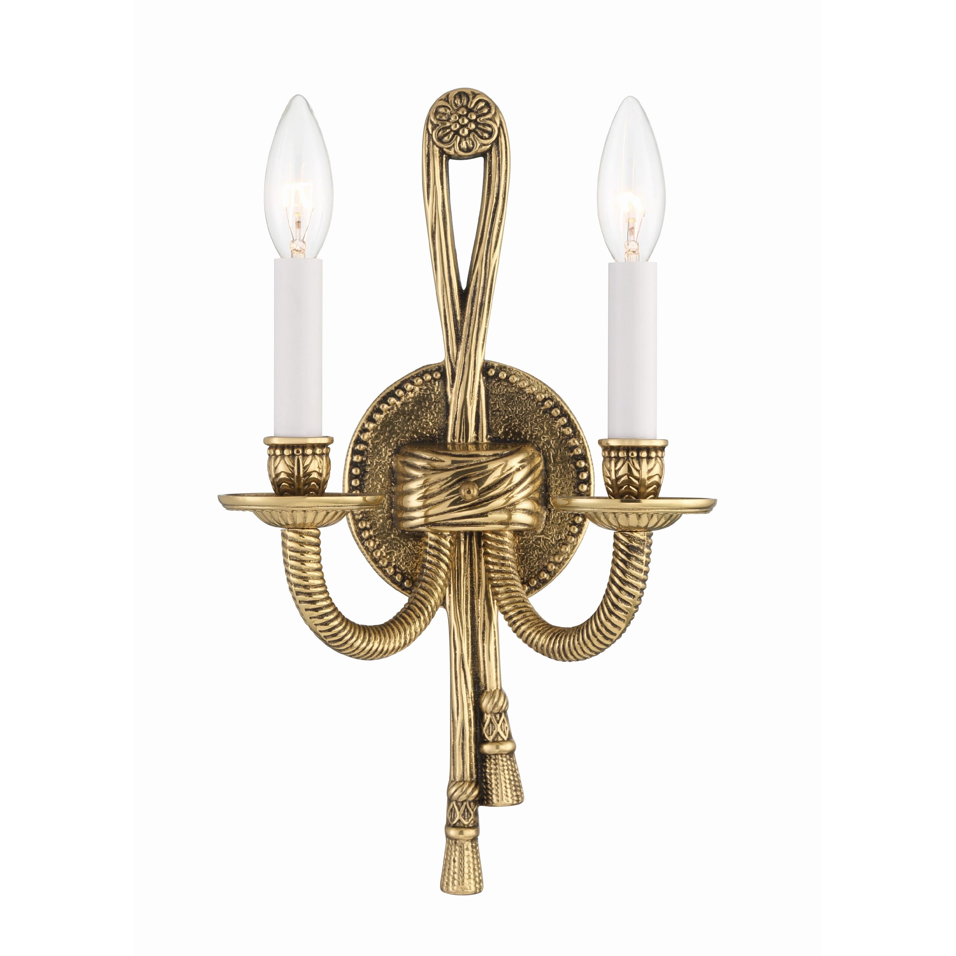 Crystorama Lexsi 650-OB – 8 Inch – 2 Light – Sconce – Olde Brass – Damp Rated