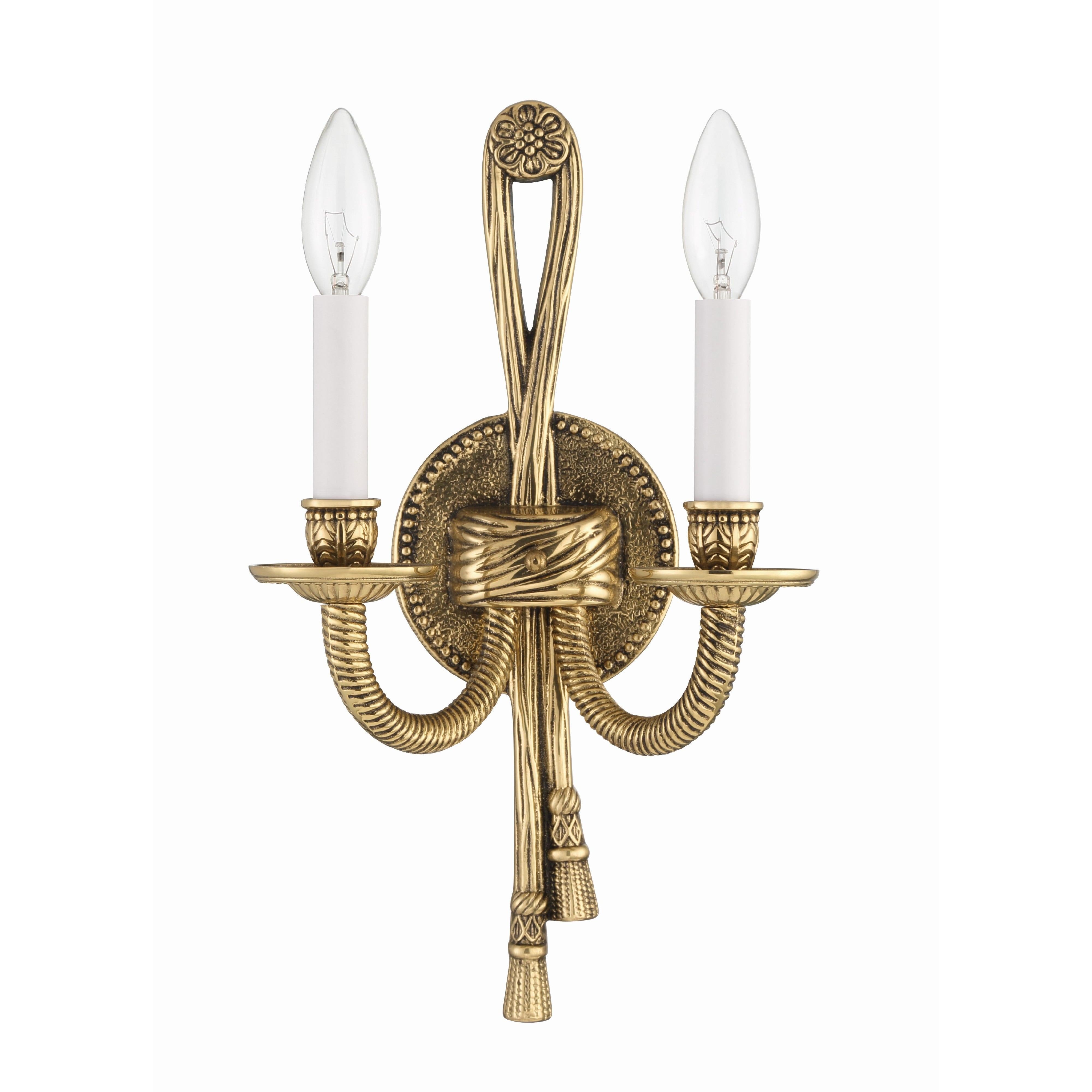 Crystorama Lexsi 650-OB – 8 Inch – 2 Light – Sconce – Olde Brass – Damp Rated