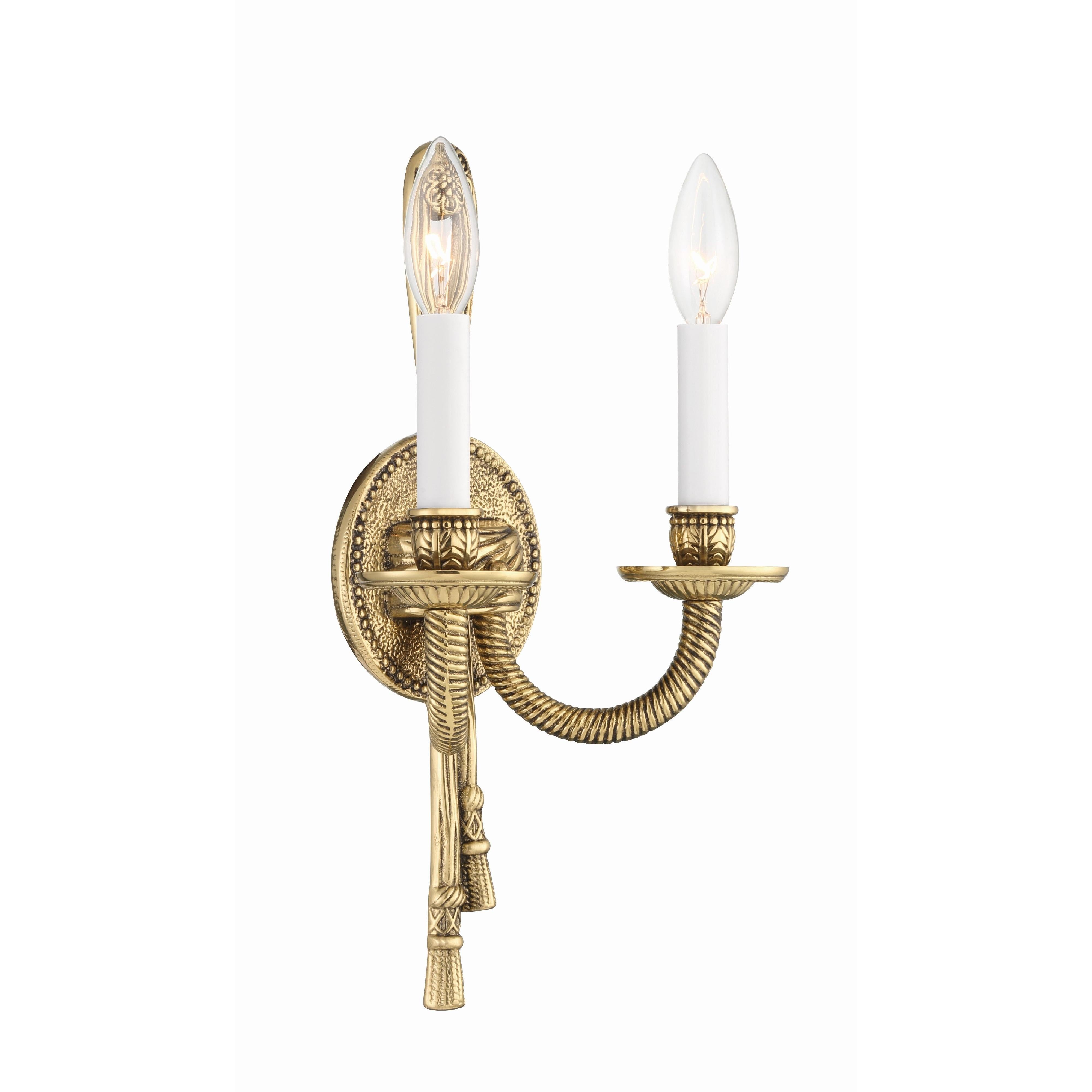 Crystorama Lexsi 650-OB – 8 Inch – 2 Light – Sconce – Olde Brass – Damp Rated