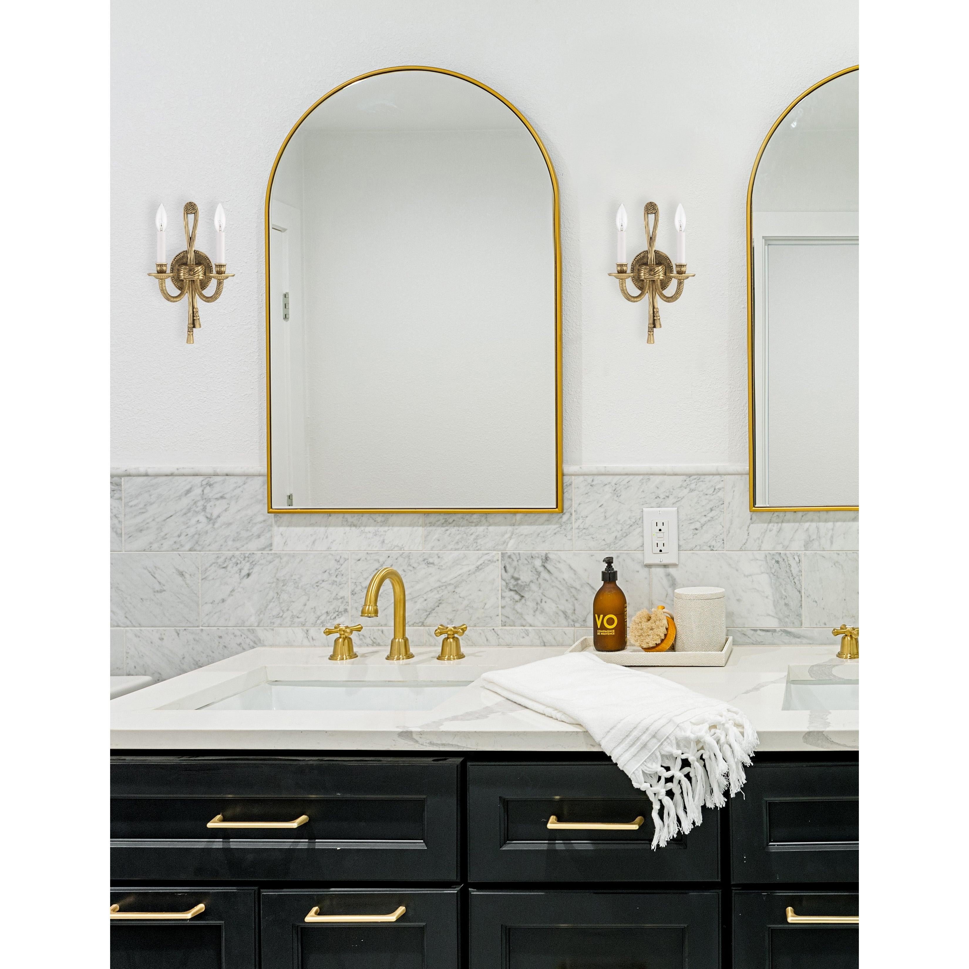 Crystorama Lexsi 650-OB – 8 Inch – 2 Light – Sconce – Olde Brass – Damp Rated