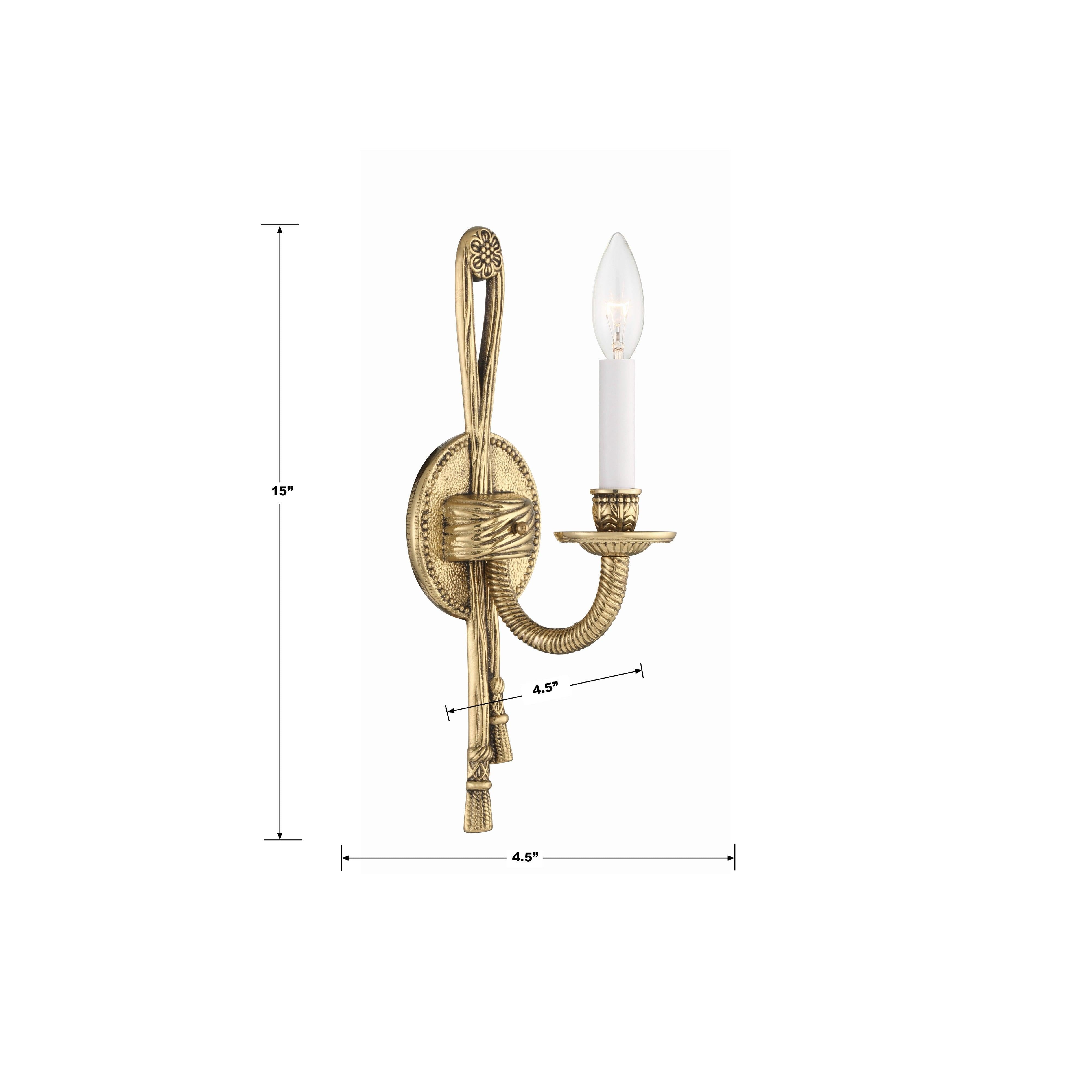 Crystorama Lexsi 651-OB – 4.5 Inch – 1 Light – Sconce – Olde Brass – Damp Rated