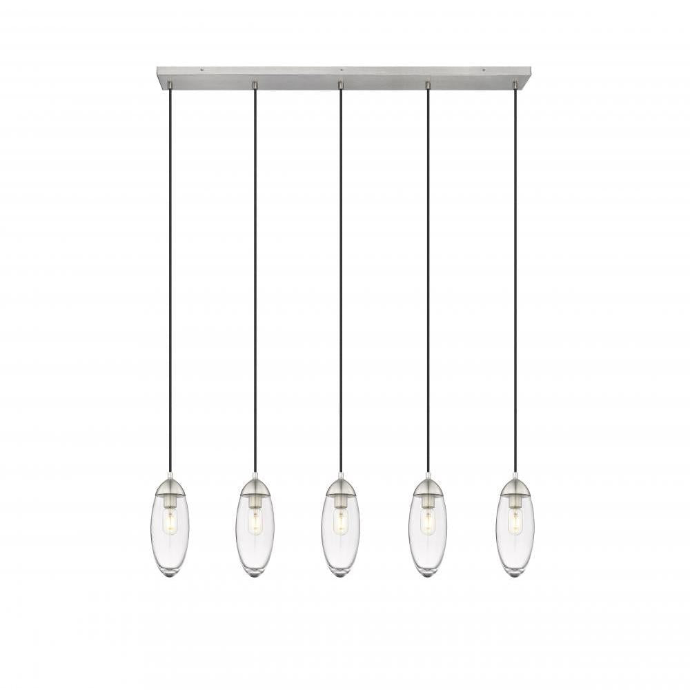 5 Light Linear Chandelier-Clear