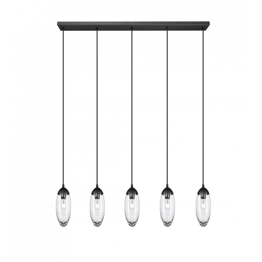 5 Light Linear Chandelier-Clear