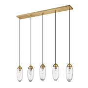 5 Light Linear Chandelier-Clear