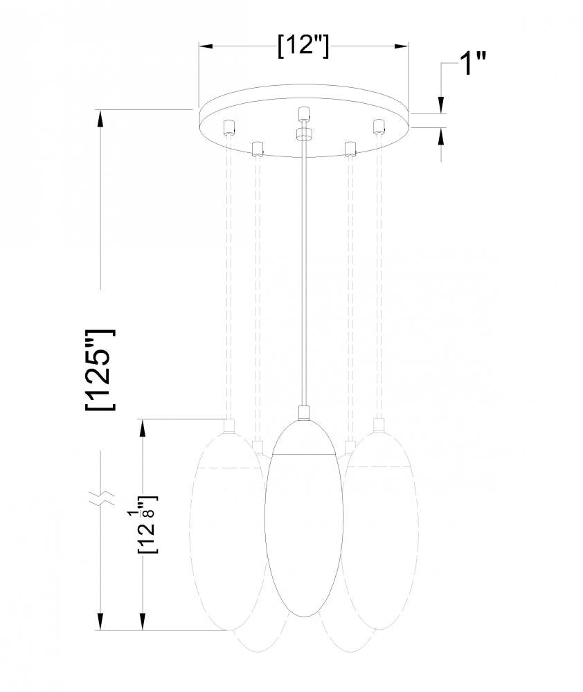 Z-Lite Lighting 651P-5R-MB Chandelier - Black