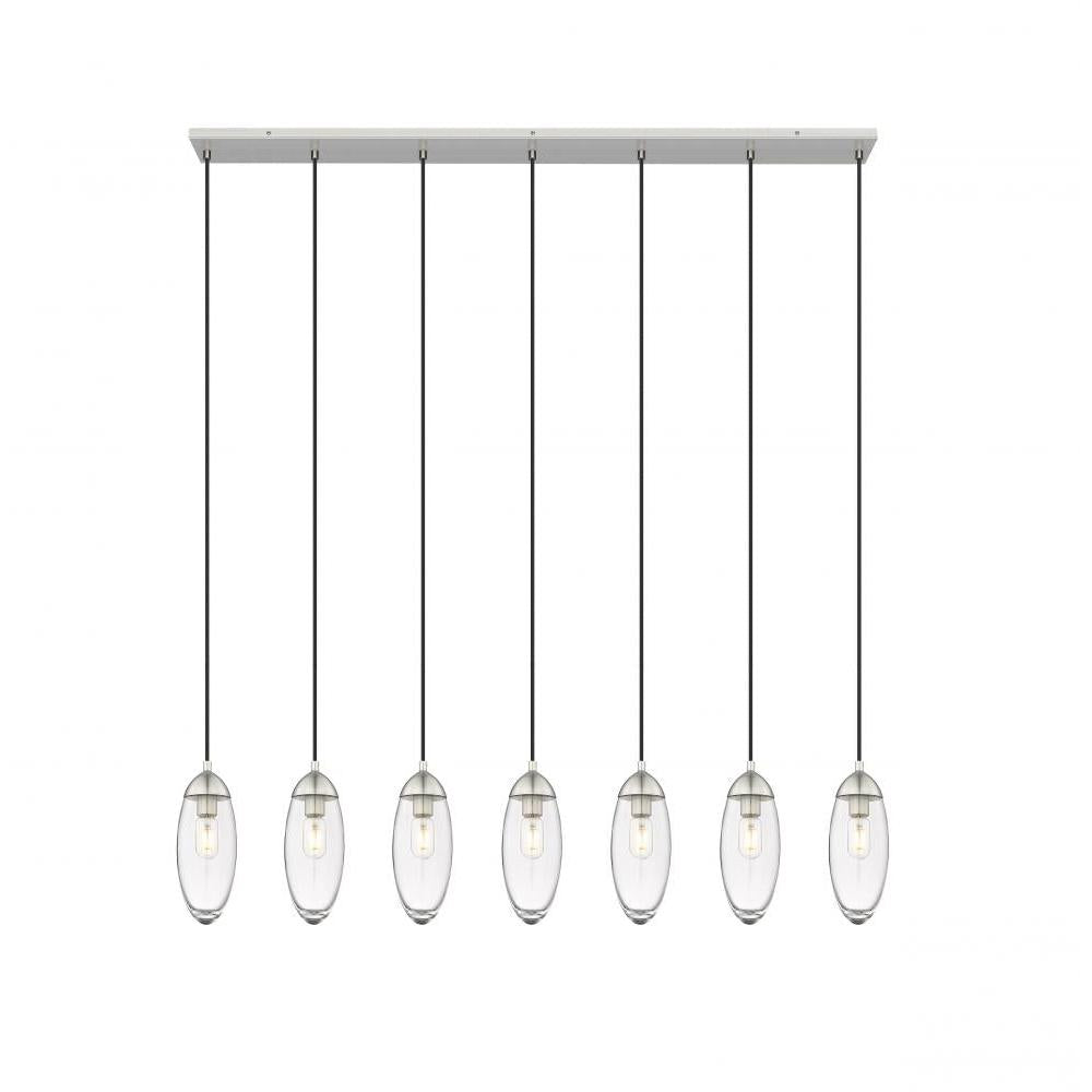 7 Light Linear Chandelier-Clear