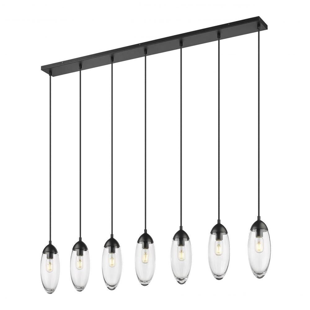 7 Light Linear Chandelier-Clear