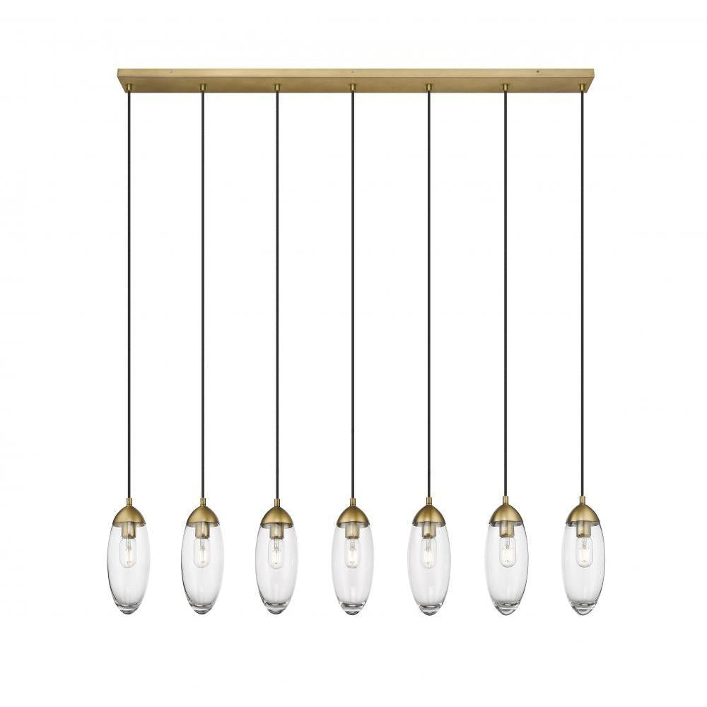 7 Light Linear Chandelier-Clear