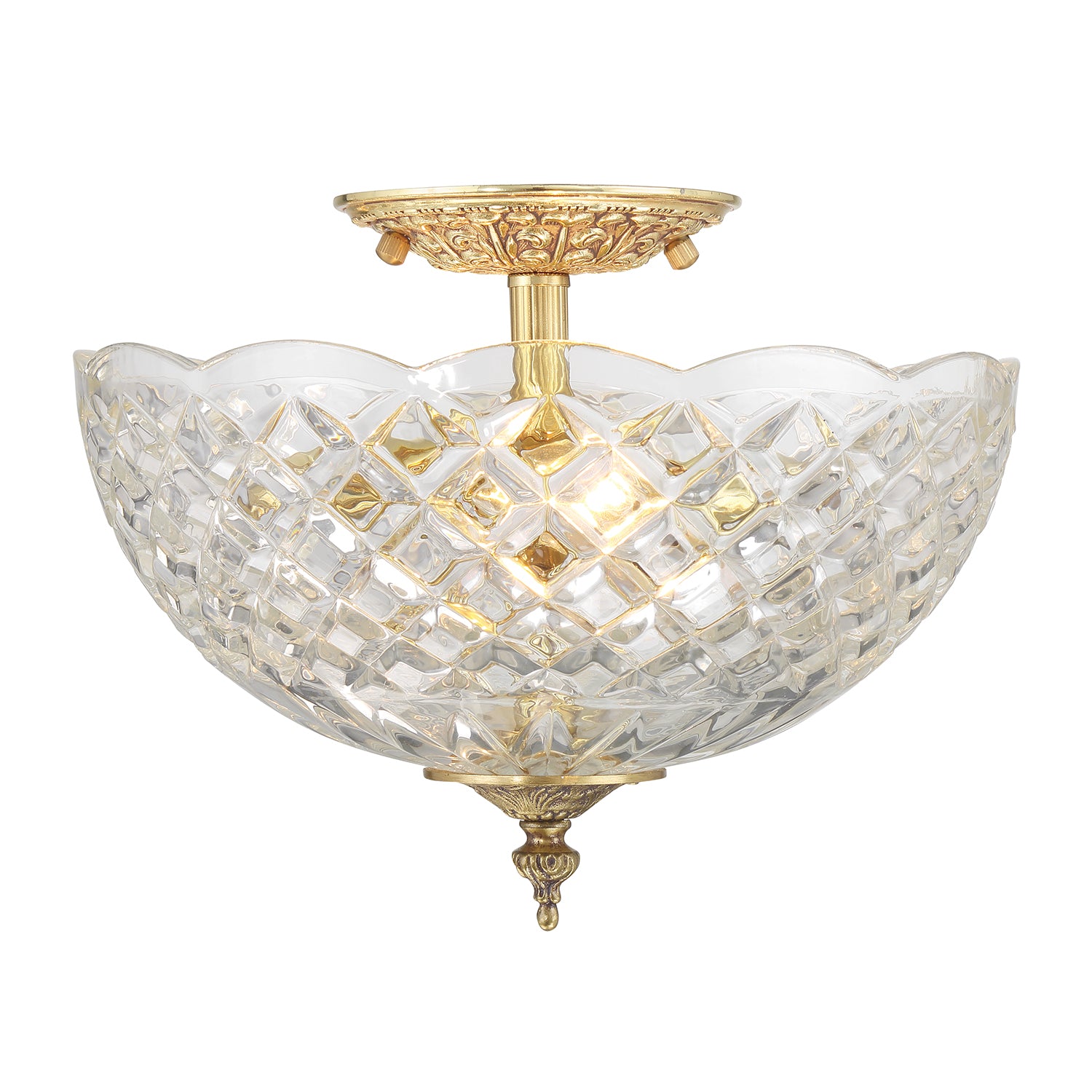 Crystorama Milton 66-CT-OB – 10 Inch – 2 Light – Semi Flush Mount Light – Olde Brass – Damp Rated