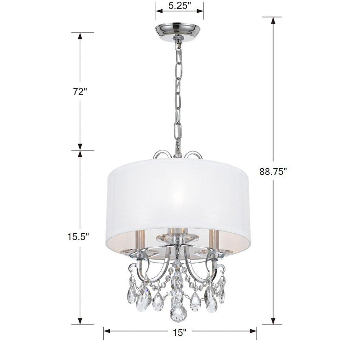 Crystorama Othello 6623-CH-CL-S – 14 Inch – 3 Light – Chandelier – Clear Crystal – Polished Chrome – Damp Rated