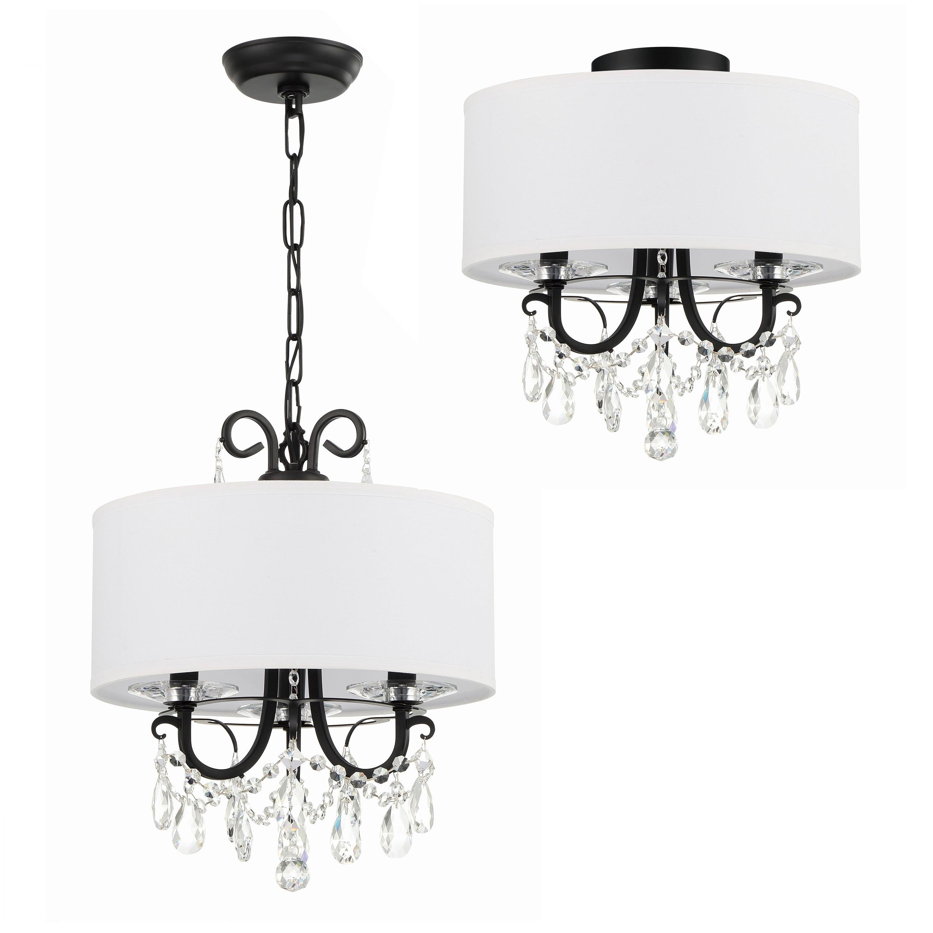 Crystorama Othello 6623-MK-CL-MWP – 14 Inch – 3 Light – Chandelier – Clear Crystal – Matte Black – Damp Rated