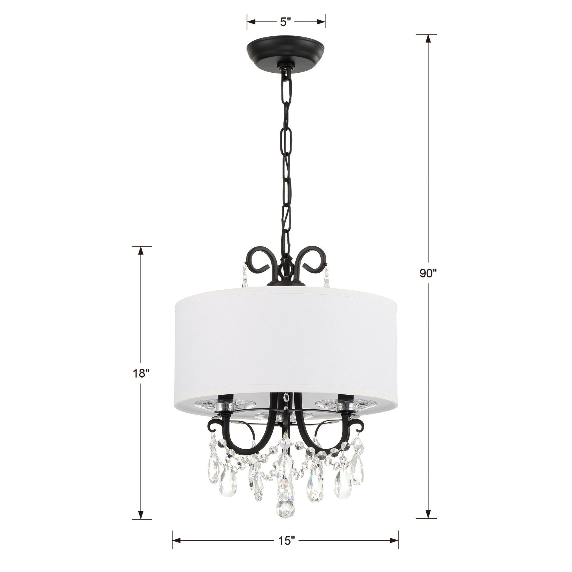Crystorama Othello 6623-MK-CL-MWP – 14 Inch – 3 Light – Chandelier – Clear Crystal – Matte Black – Damp Rated