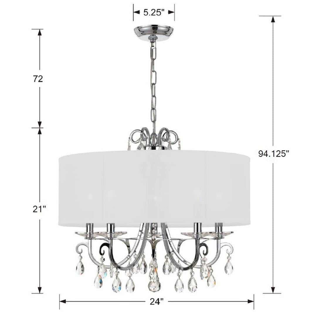 Crystorama Othello 6625-CH-CL-SAQ – 24 Inch – 5 Light – Chandelier – Clear Crystal – Polished Chrome – Damp Rated