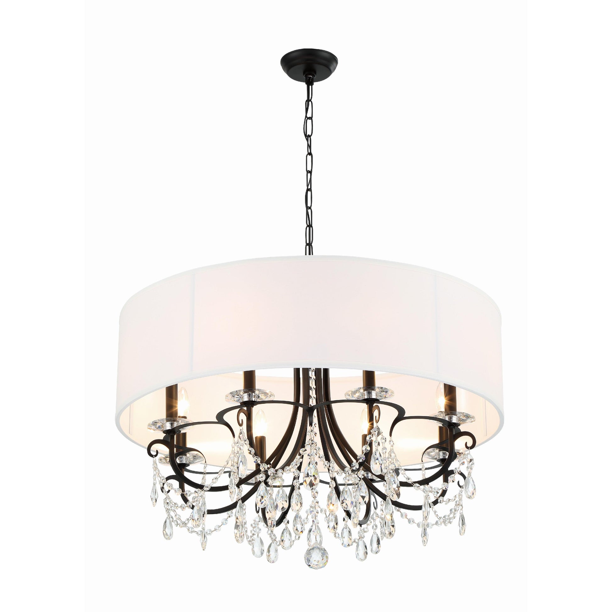 Crystorama Othello 6628-MK-CL-MWP – 32 Inch – 8 Light – Chandelier – Clear Crystal – Matte Black – Damp Rated