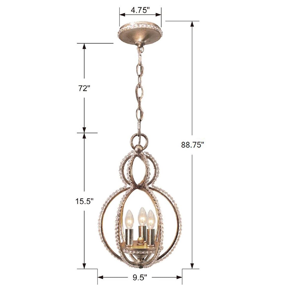 Crystorama Garland 6760-DT – 9.5 Inch – 3 Light – Pendant Light – Distressed Twilight – Damp Rated