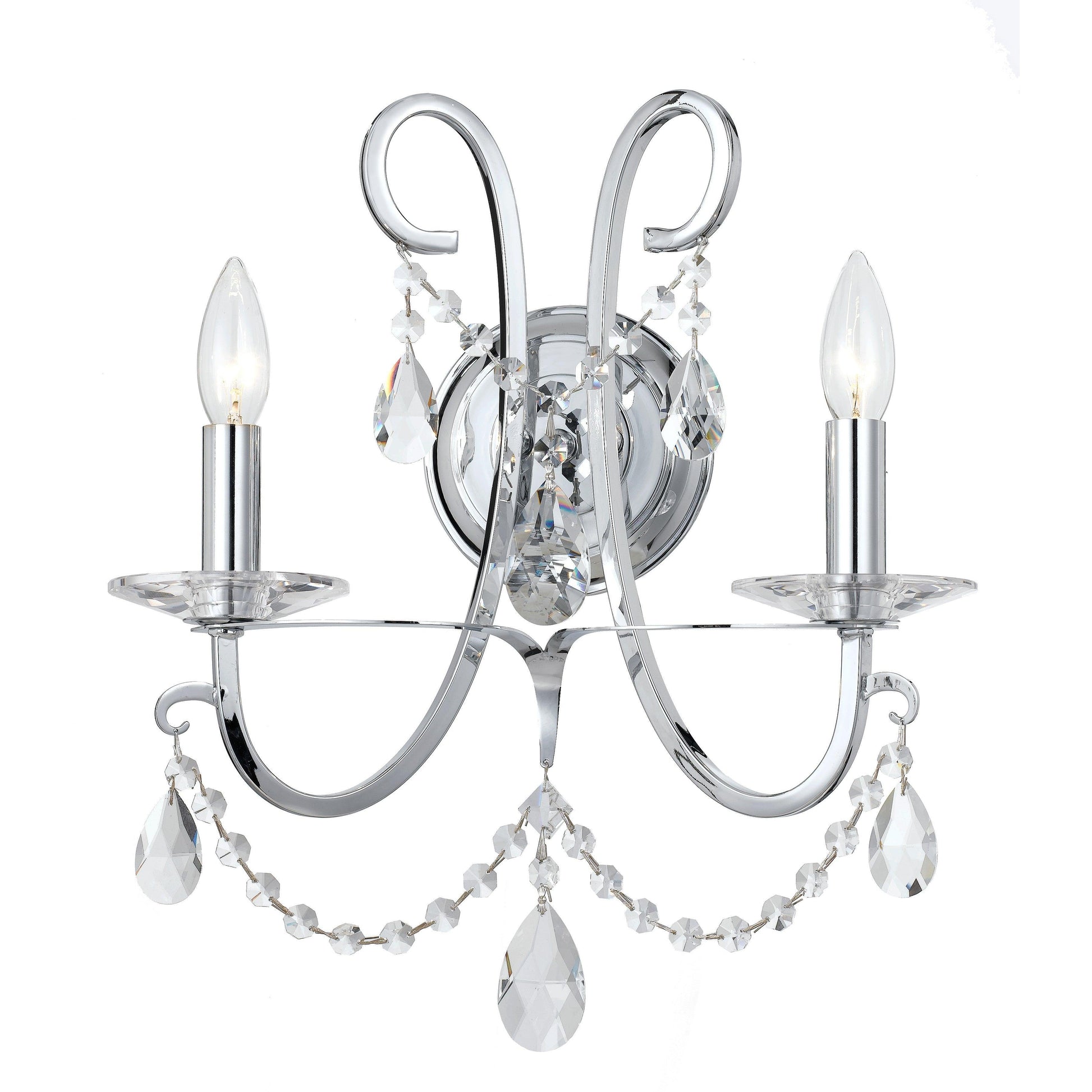 Crystorama Othello 6822-CH-CL-MWP – 14 Inch – 2 Light – Sconce – Clear Crystal – Polished Chrome – Damp Rated