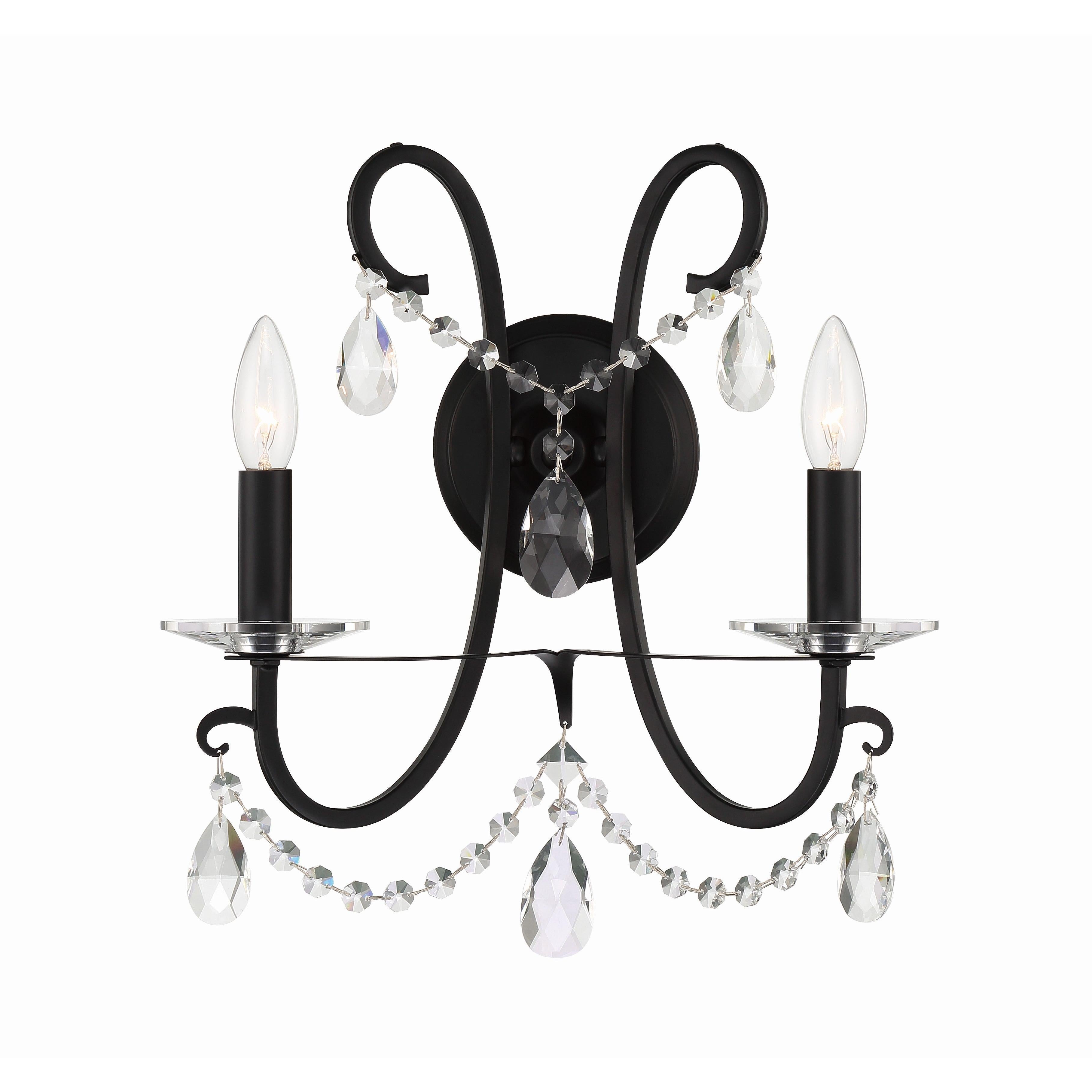 Crystorama Othello 6822-MK-CL-MWP – 14 Inch – 2 Light – Sconce – Clear Crystal – Matte Black – Damp Rated
