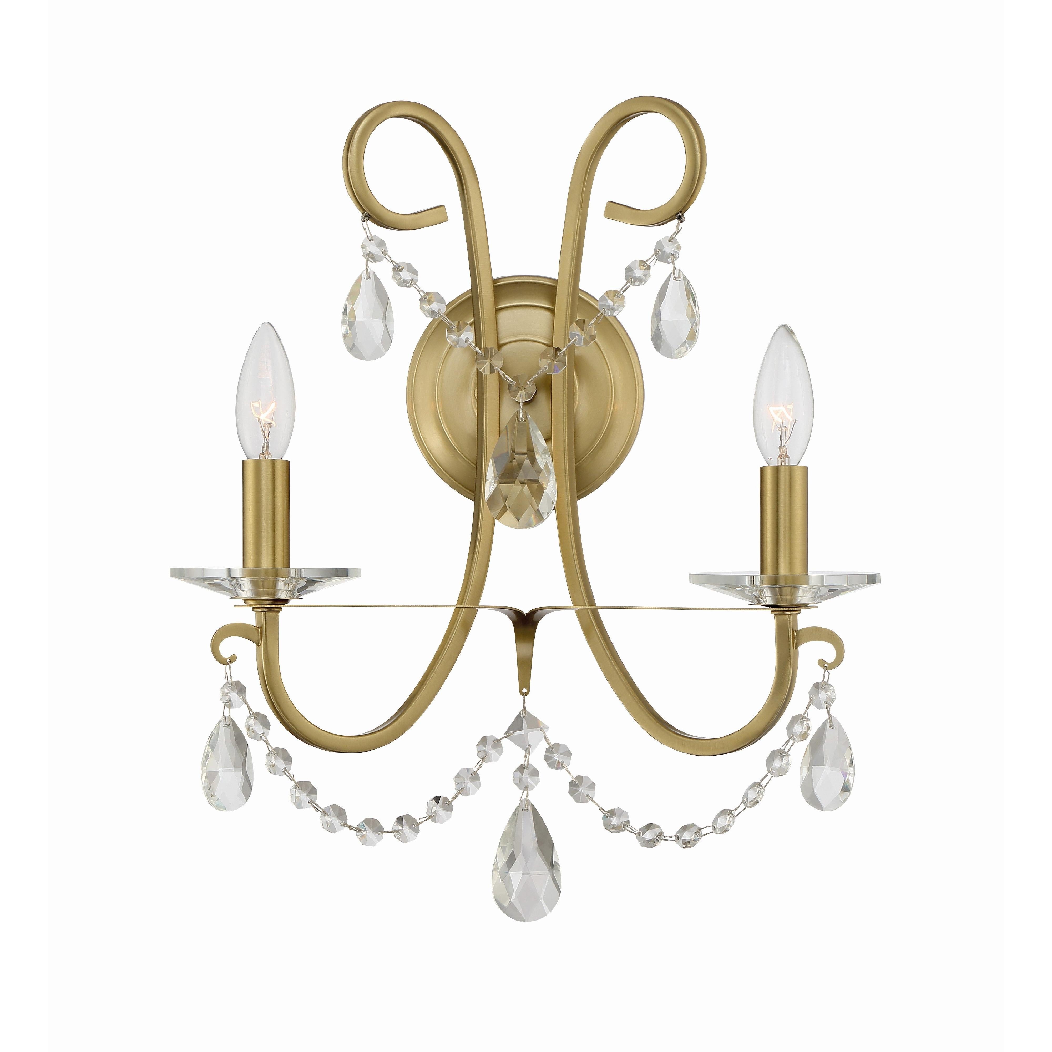 Crystorama Othello 6822-VG-CL-MWP – 14 Inch – 2 Light – Sconce – Clear Crystal – Vibrant Gold – Damp Rated