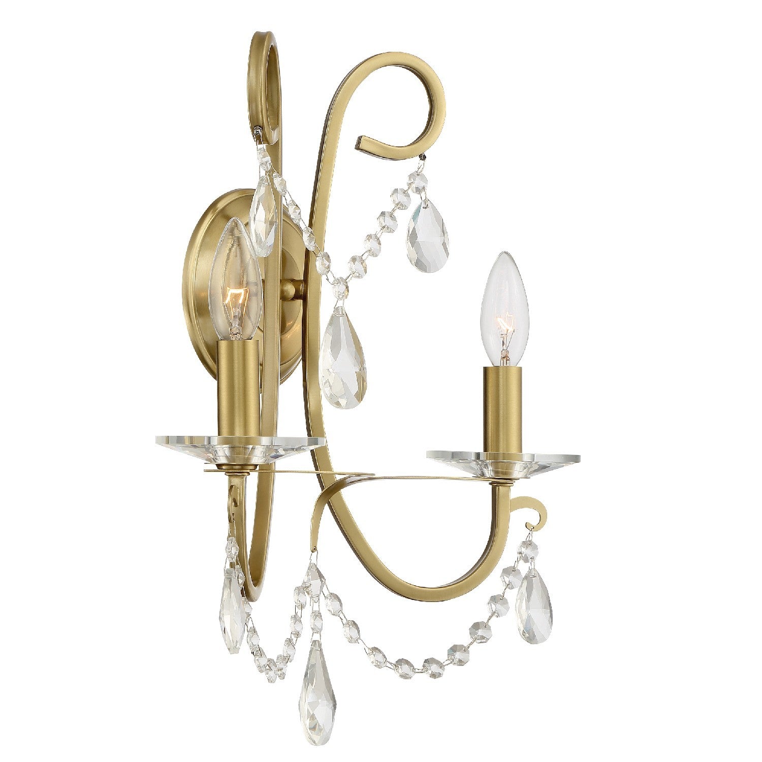 Crystorama Othello 6822-VG-CL-MWP – 14 Inch – 2 Light – Sconce – Clear Crystal – Vibrant Gold – Damp Rated