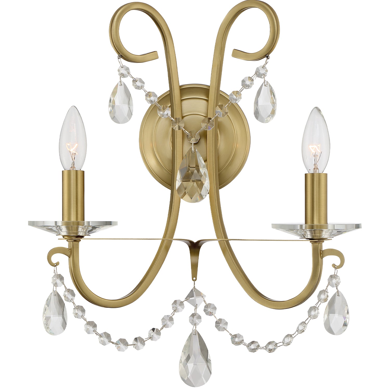 Crystorama Othello 6822-VG-CL-MWP – 14 Inch – 2 Light – Sconce – Clear Crystal – Vibrant Gold – Damp Rated