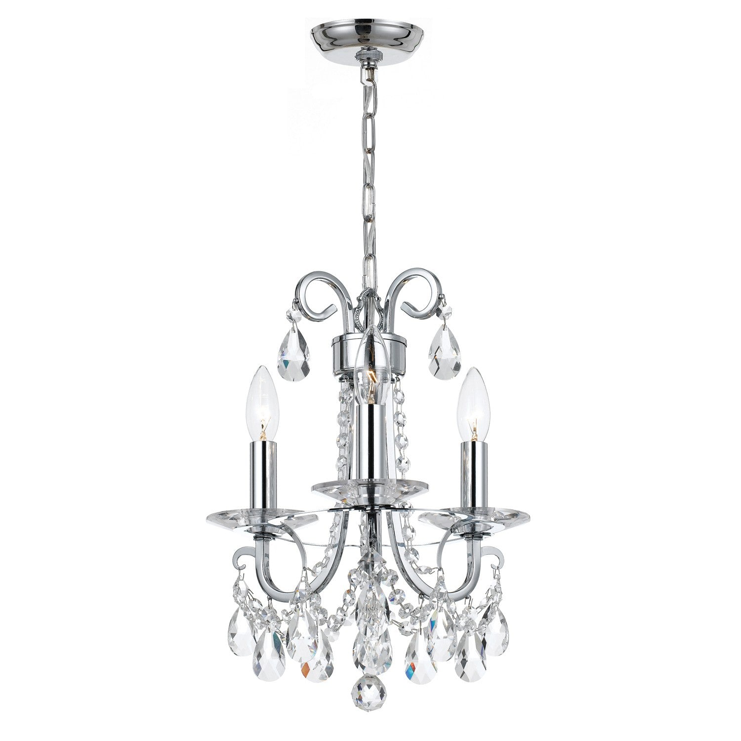 Crystorama Othello 6823-CH-CL-MWP – 13 Inch – 3 Light – Chandelier – Clear Crystal – Polished Chrome – Damp Rated