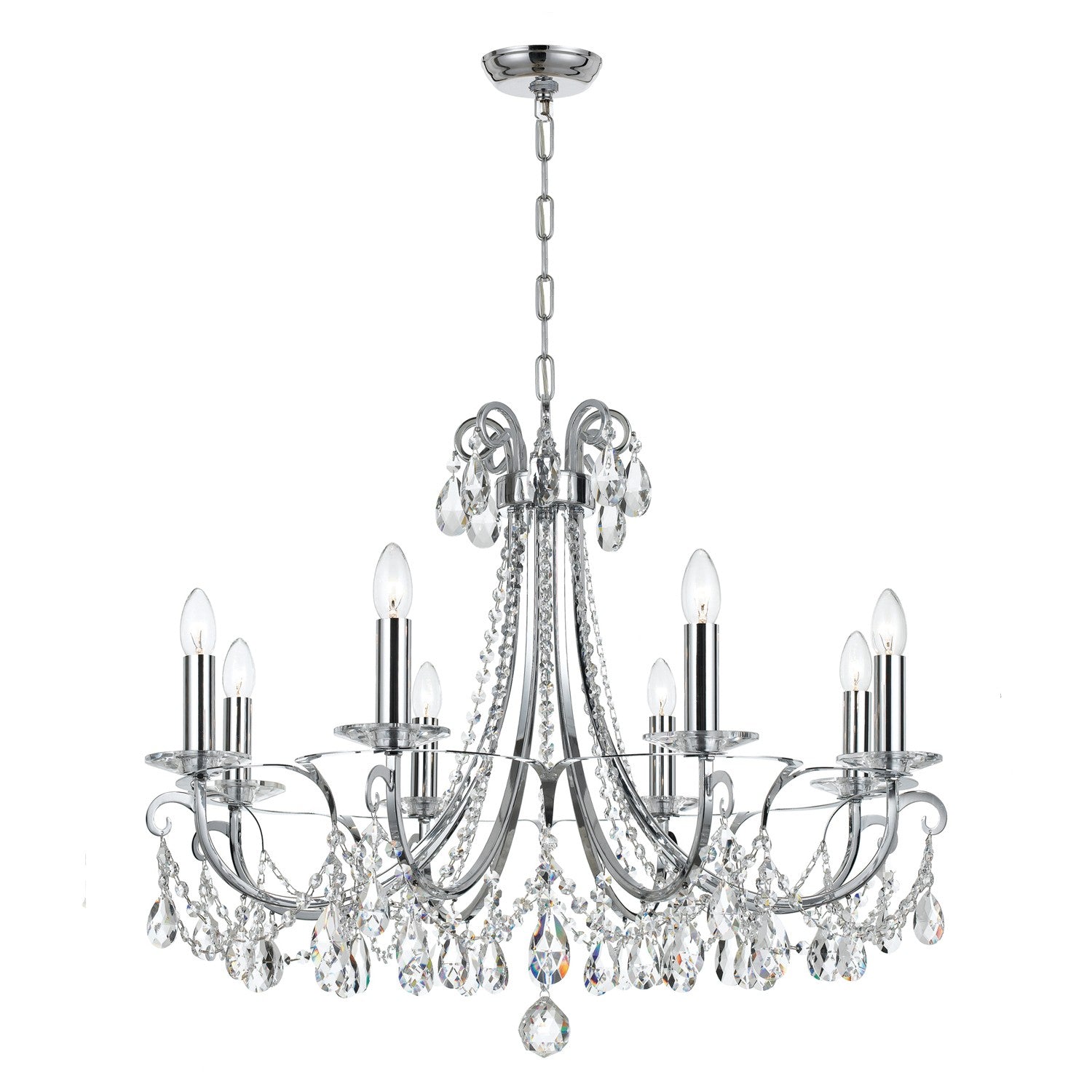 Crystorama Othello 6828-CH-CL-MWP – 31 Inch – 8 Light – Chandelier – Clear Crystal – Polished Chrome – Damp Rated