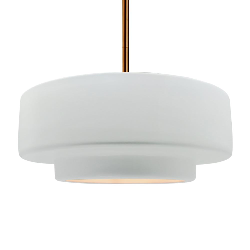 Justice Design Group RADIANCE CER-6545-WHT-BRSS-RIGID-LED1-700 Pendant - Gloss White