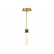 Abel LED Mini-Pendant in Matte Black with Warm Brass Accents