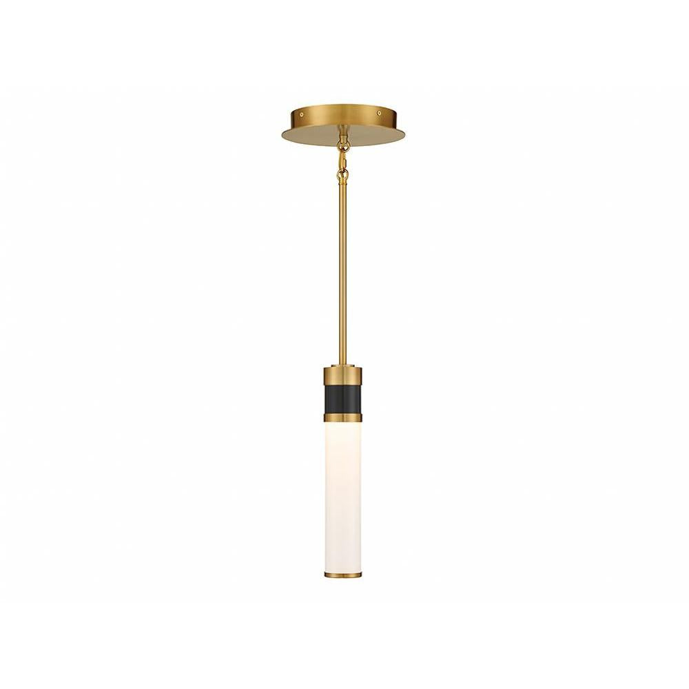 Abel LED Mini-Pendant in Matte Black with Warm Brass Accents