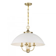 Monterey 4-Light Pendant in White and Warm Brass
